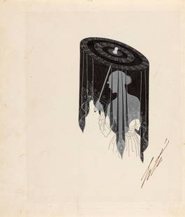 Erté (Romain De Tirtoff) - "Ombrelle", 1922: Erté (Romain De Tirtoff) - "Ombrelle", 1922 ITA china e tempera su cartoncino, 20,5 x 24 cm Disegno originale realizzato da Erté nel 1922 per la celebre rivista Harper’s Bazaar.