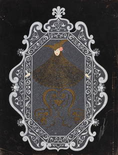 Erté (Romain De Tirtoff) - "Le Miroir de Venise", anni ‘40: Erté (Romain De Tirtoff) - "Le Miroir de Venise", anni ‘40 ITA tempera su cartoncino, 24,5 x 32 cm Disegno originale realizzato da Erté negli anni ‘40. Recanti al retro