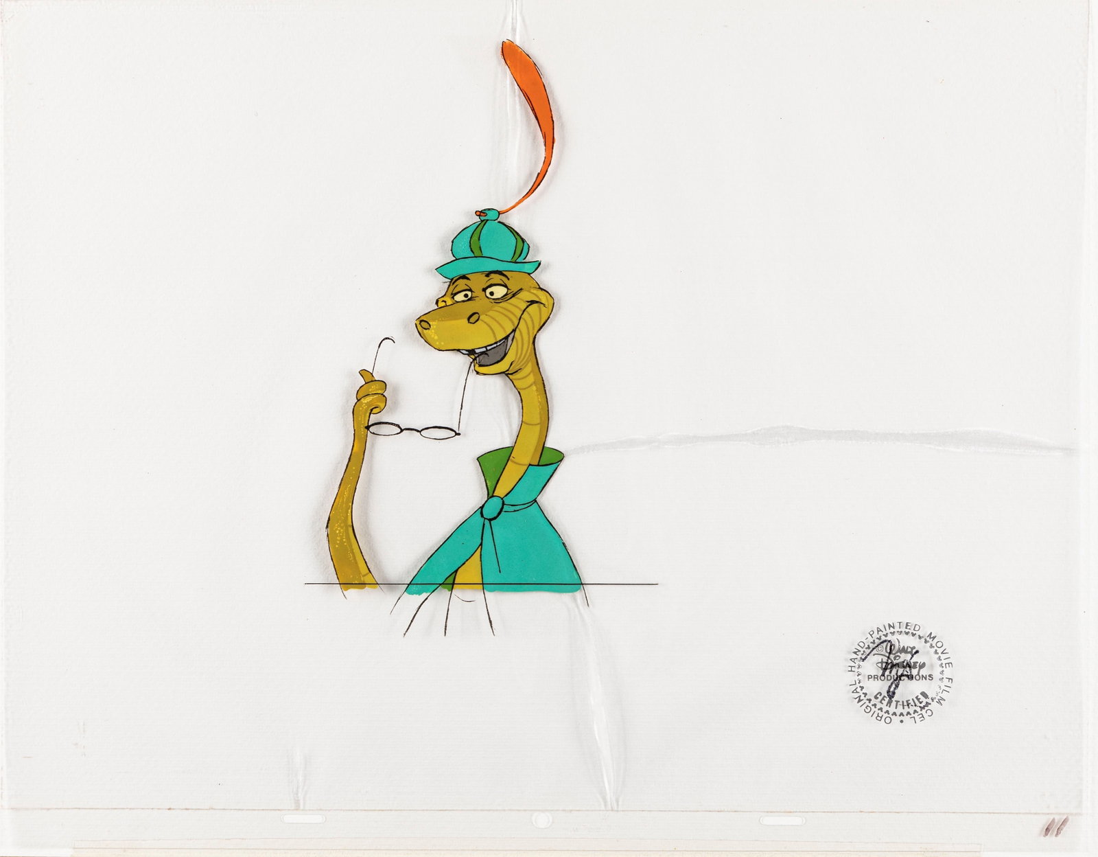 Studio Disney - "Robin Hood", 1973: Studio Disney - "Robin Hood", 1973 ITA tempera su rodovetro, 40,5 x 32 cm Cel originale per il 21° Classico Disney "Robin Hood", diretto da Wolfgang Reitherman e prodotto dalla Wa