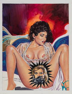 Aller (Giovanni Alessandri) - "A Porte Chiuse - Aperta a tutto", 1992: Aller (Giovanni Alessandri) - "A Porte Chiuse - Aperta a tutto", 1992 ITA tempera su cartone, 26,4 x 34 cm Originale di copertina realizzato da Aller per "Aperta a tutto", edita su A
