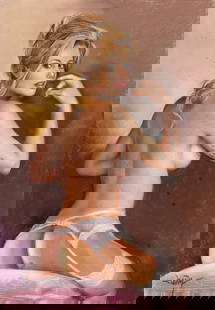 Alvarez Domingo - "Nudo", anni 80: Alvarez Domingo - "Nudo", anni 80 ITA tempera e pastelli su cartoncino, 34,5 x 50 cm Dipinto originale realizzato dall‘artista spagnolo Alvarez durante gli anni ‘80.