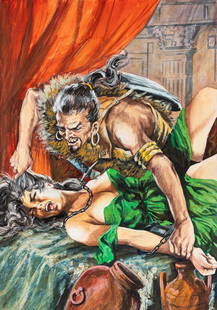 Biffi Aleandro - "Messalina - La furia dei barbari", 1969: Biffi Aleandro - "Messalina - La furia dei barbari", 1969 ITA tempera su cartone, 25,5 x 36,5 cm Originale di copertina realizzato da Biffi per "La furia dei barbari", edito su