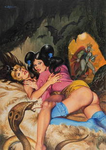 Biffignandi Alessandro - "Biancaneve", anni 2000: Biffignandi Alessandro - "Biancaneve", anni 2000 ITA tempera su cartone, 35 x 50 cm Dipinto originale realizzato da Biffignandi come omaggio alla sua sensuale Biancaneve.