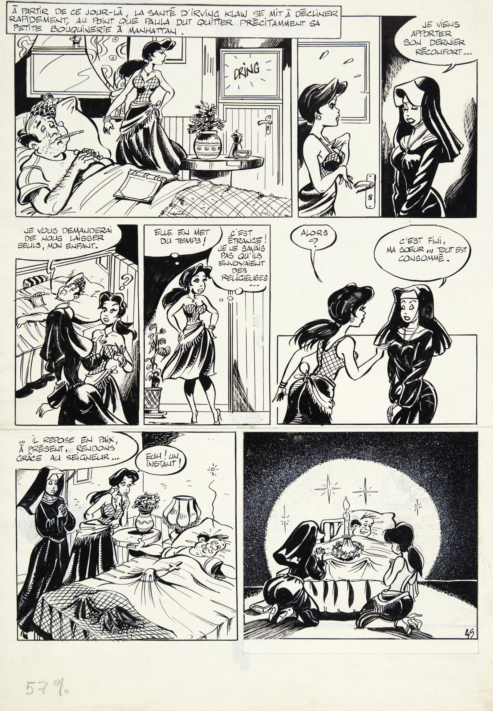 De Boer Jaap - "Betty Page", 1995: De Boer Jaap - "Betty Page", 1995 ITA matita e china su cartoncino, 35 x 50 cm Tavola originale realizzata dall‘autore francese De Boer per una avventura erotica della sua Betty Page, e