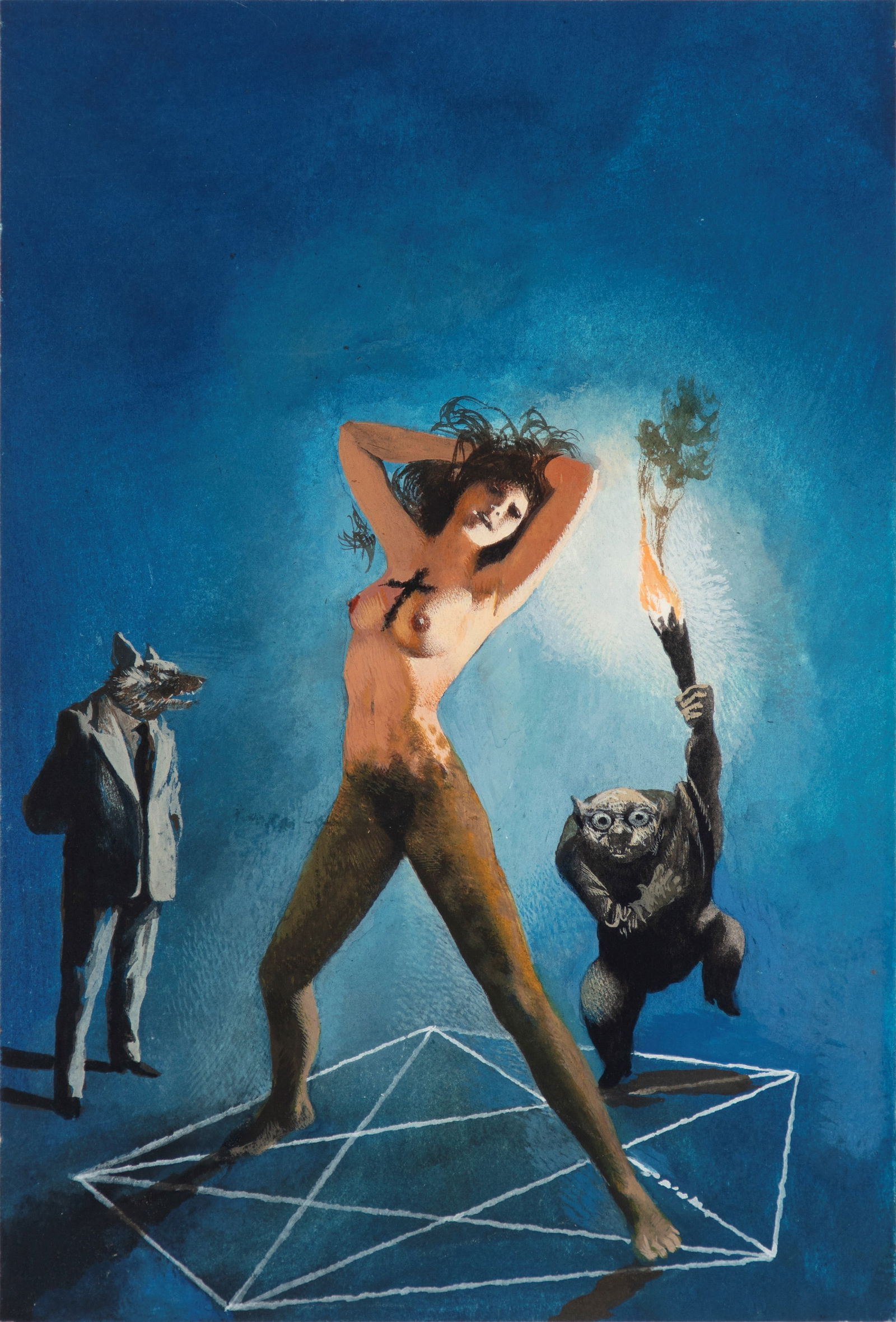 Thole Karel - "I Notturni - Il vascello fantasma", 1973: Thole Karel - "I Notturni - Il vascello fantasma", 1973 ITA tempera su cartoncino applicato a cartone, 17 x 25 cm Originale di copertina realizzato da Thole per il romanzo "Der Teufelskre