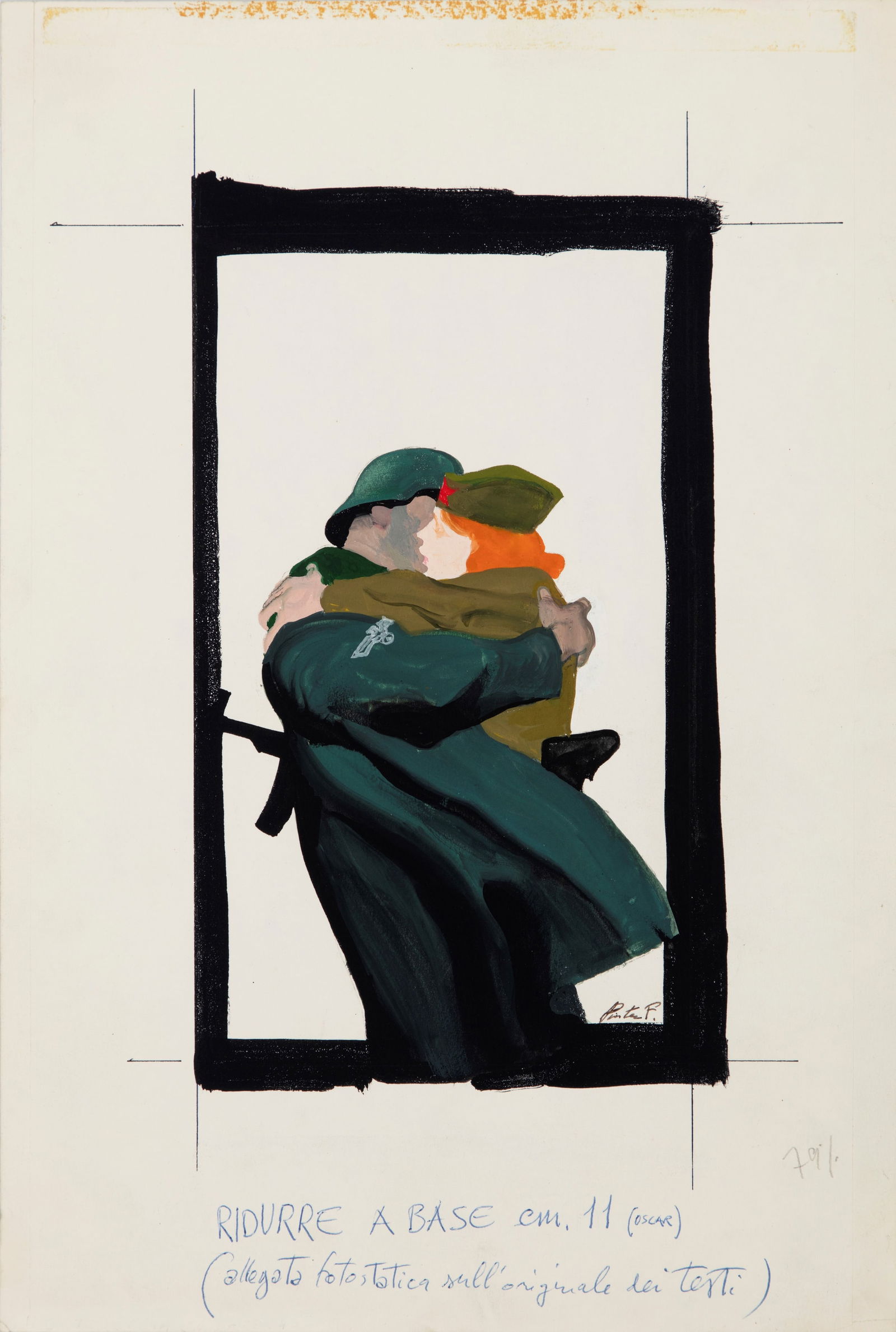 Pintér Ferenc - "Battaglione Donne", 1983: Pintér Ferenc - "Battaglione Donne", 1983 ITA tempera su cartoncino, 25,5 x 37,5 cm Originale di copertina realizzato dal Pintér per il romanzo "Battaglione Donne" di Heinz