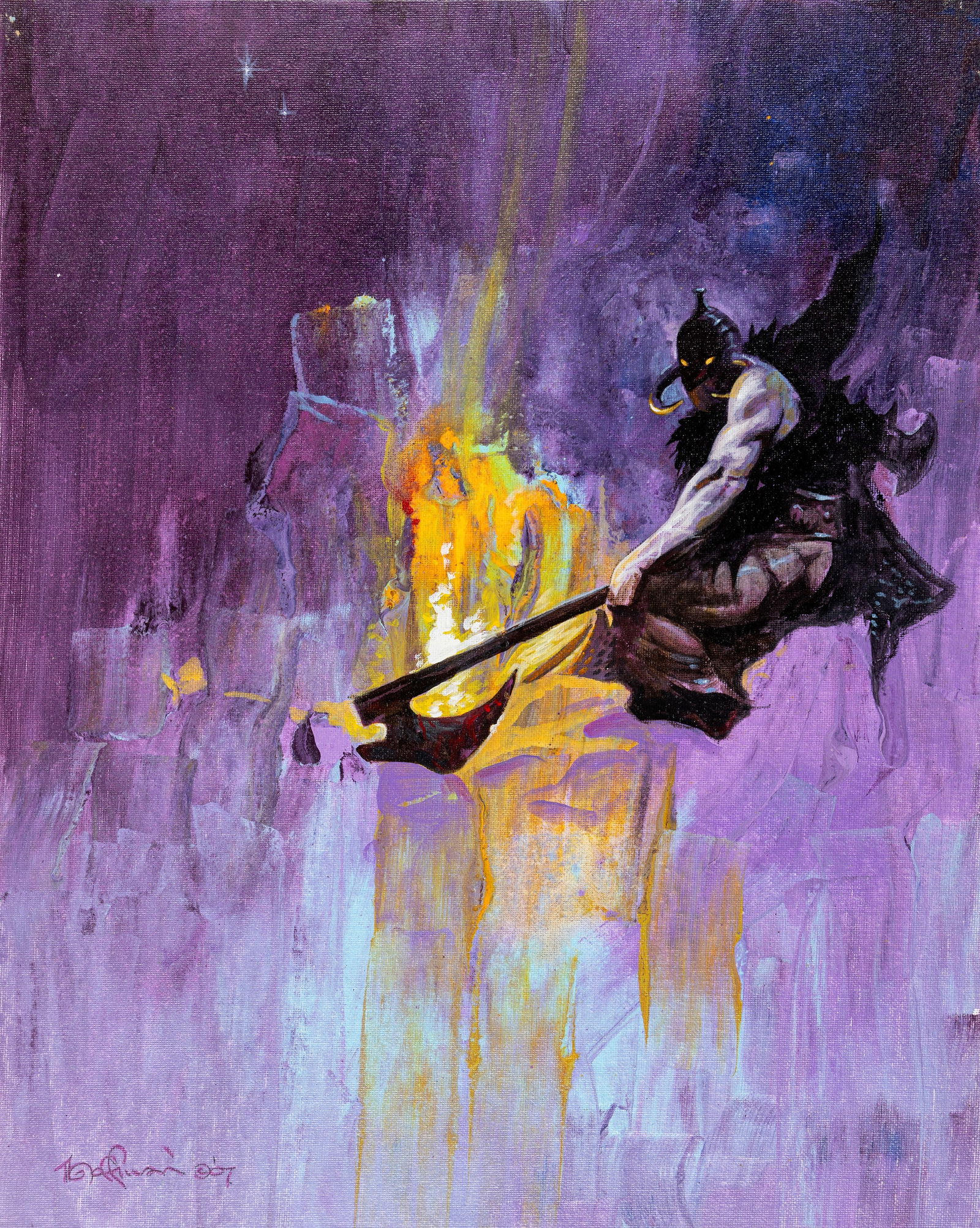 Hoffman Mike - "Death Dealer Ice", 2007: Hoffman Mike - "Death Dealer Ice", 2007 ITA acrilici su cartone telato, 40,5 x 50,5 cm Dipinto originale realizzato da Hoffman come omaggio a Frank Frazetta e al suo celebre "Death Dealer