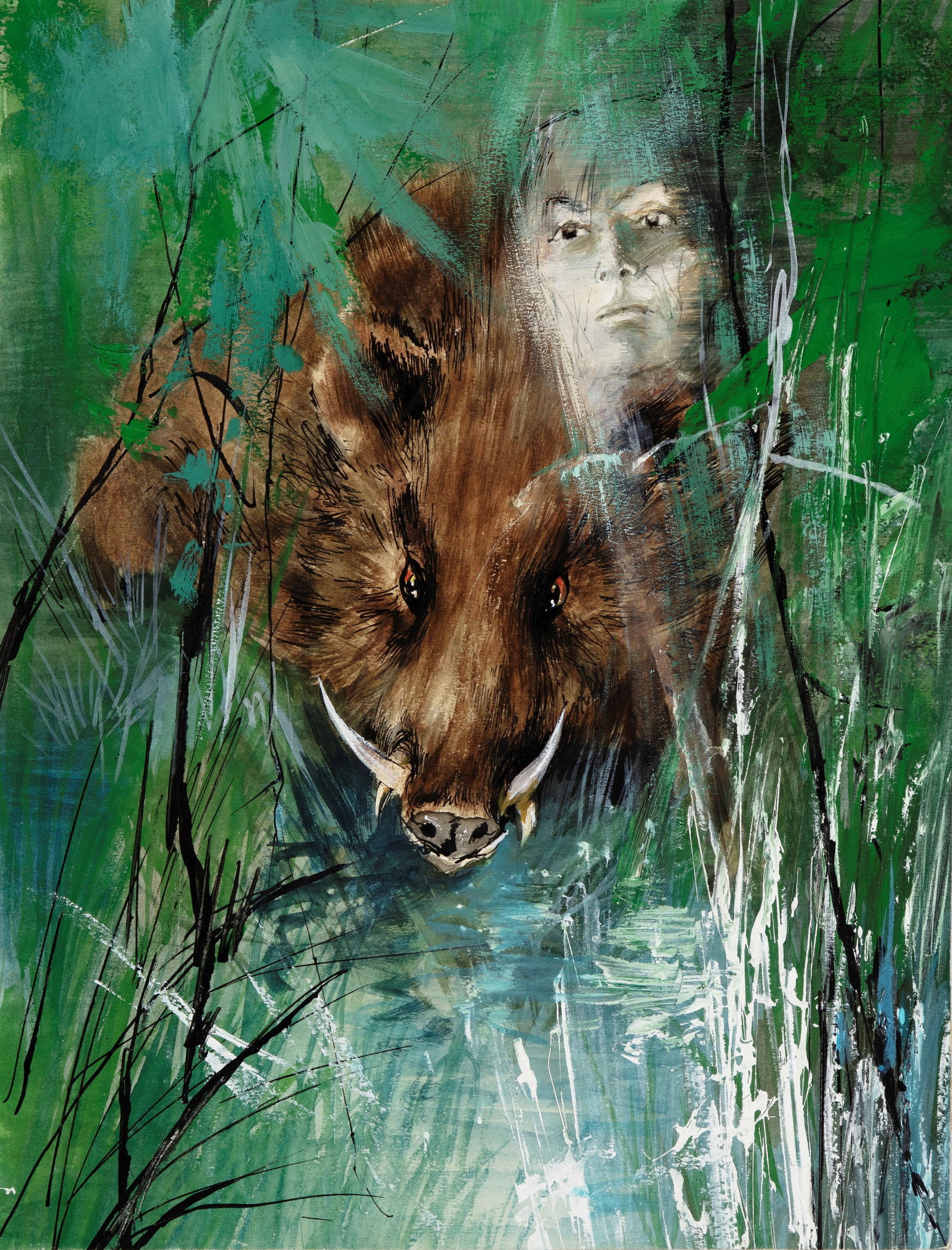 Durand Paul - "5 tours de magiciens (5 magician‘s tricks)", 1970: Durand Paul - "5 tours de magiciens (5 magician‘s tricks)", 1970 ITA tempera su cartone27,5 x 33 cm Illustrazione originale realizzata da Durand per il romanzo "5 tours de magiciens