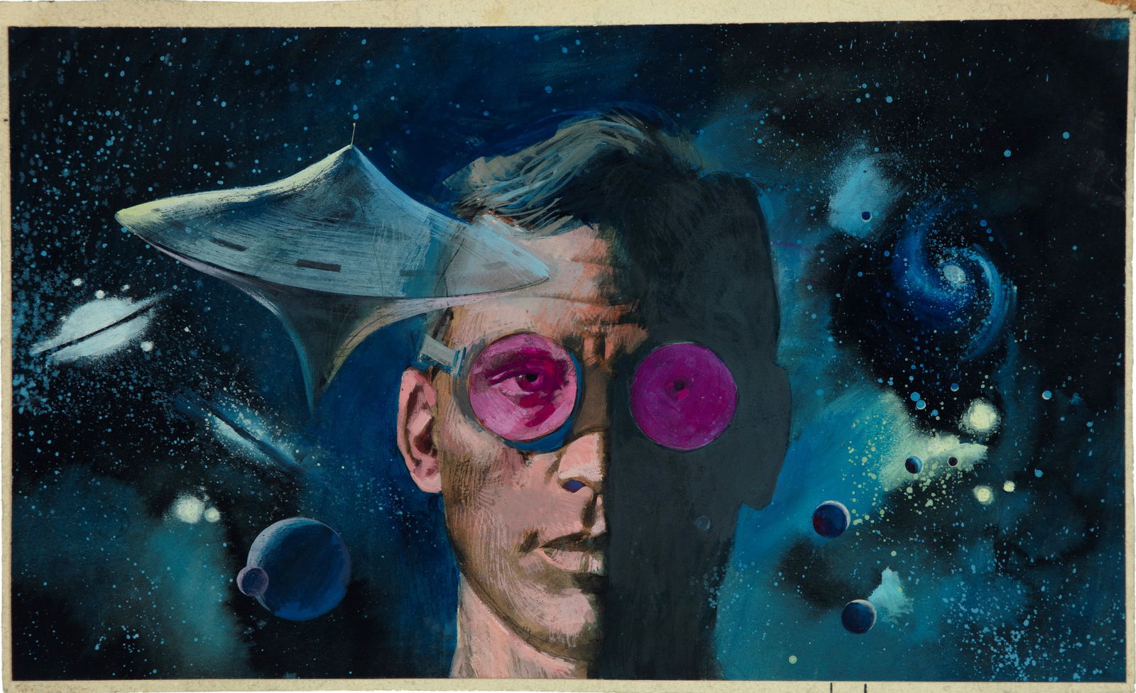 Di Gennaro Aldo - "La trottola misteriosa", 1968: Di Gennaro Aldo - "La trottola misteriosa", 1968 ITA tempera su cartone, 33 x 19,5 cm Illustrazione originale realizzata da Di Gennaro per il racconto fantascientifico "La trottola mister