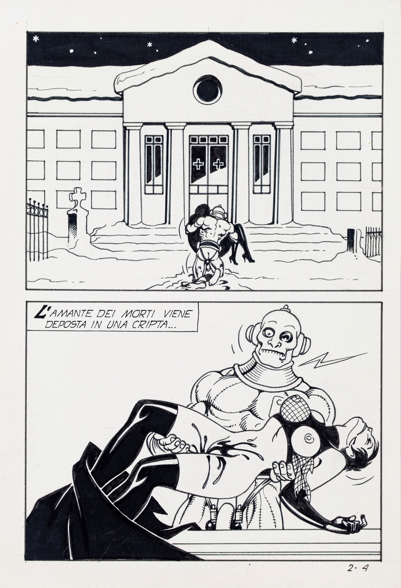 Magnus (Roberto Raviola) - "Necron - La nave dei lebbrosi", 1981: Magnus (Roberto Raviola) - "Necron - La nave dei lebbrosi", 1981 ITA matita e china su cartoncino17,5 x 25 cm Tavola originale realizzata da Magnus per "La nave dei lebbrosi", edita s