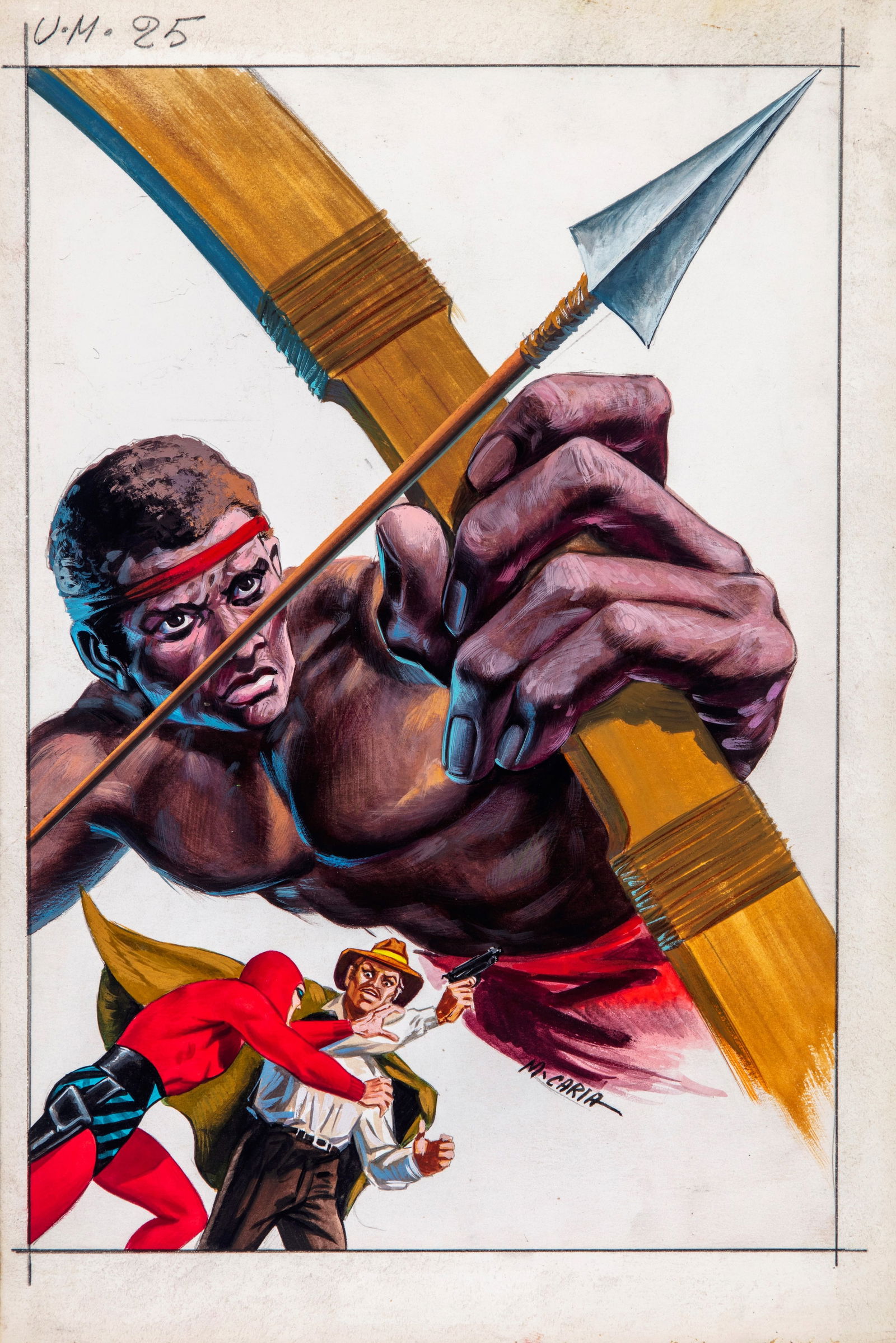 Caria Mario - "Phantom: L‘uomo mascherato", 1973: Caria Mario - "Phantom: L‘uomo mascherato", 1973 ITA tempera su cartone, 23,5 x 35 cm Originale di copertina realizzato da Caria edito nella collana Phantom: L‘uomo mascherato n. 25 dalle