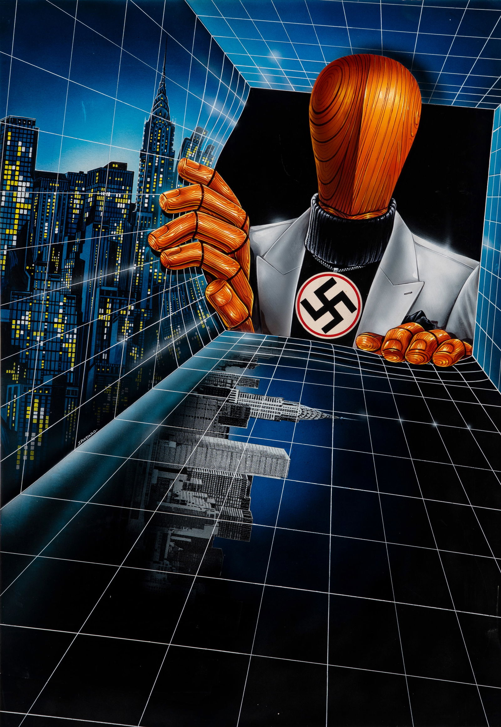 Spataro Salvatore - "Città segreta (Hidden City)", 1987: Spataro Salvatore - "Città segreta (Hidden City)", 1987 ITA tempera e collage su cartone, 45 x 64,5 cm Bozzetto originale realizzato da Spataro per la locandina ufficiale del film "C