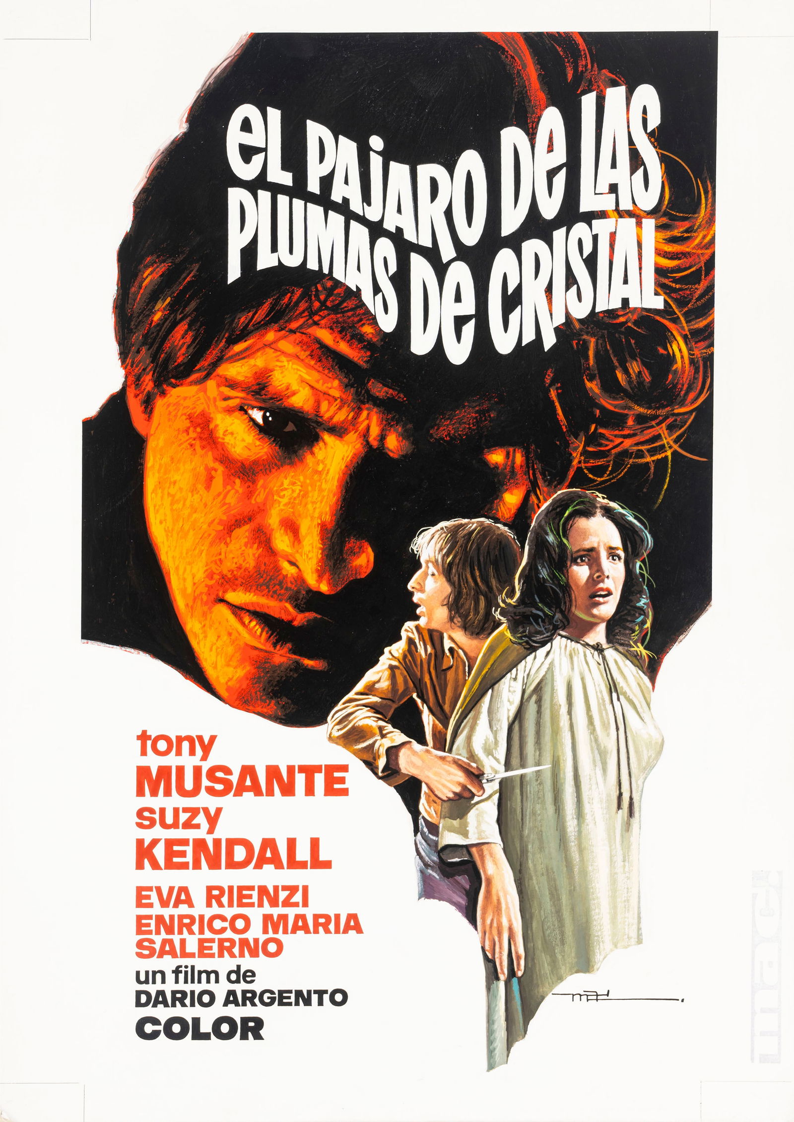 MAC (Macario Gomez) - "L’uccello dalle piume di cristallo (The Bird with the Crystal: MAC (Macario Gomez) - "L’uccello dalle piume di cristallo (The Bird with the Crystal Plumage)", anni ’90 ITA tempera su cartone37,5 x 52,5 cm Bozzetto originale realizzato da MAC