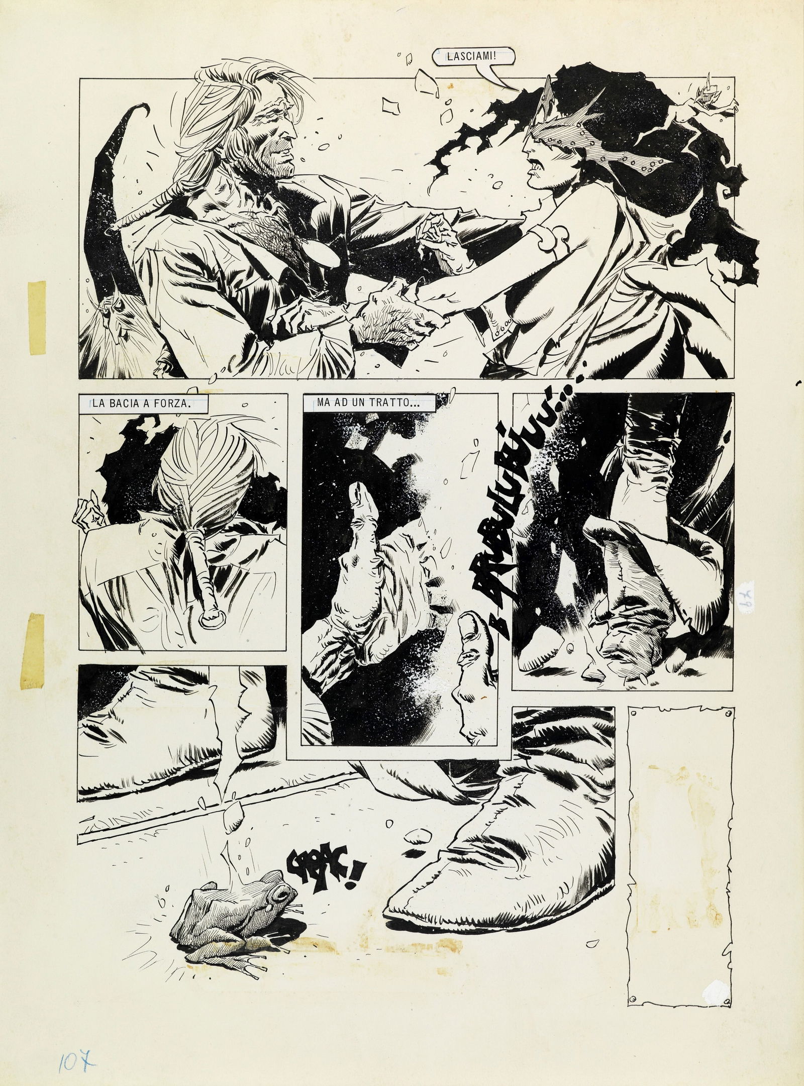 Breccia Enrique - "Robin delle stelle - Le ali di Giona", 1978: Breccia Enrique - "Robin delle stelle - Le ali di Giona", 1978 ITA matita e china su cartoncino, 31 x 41,5 cm Tavola originale realizzata da Breccia per il cap. 9 pag. 9 della celebre saga fa