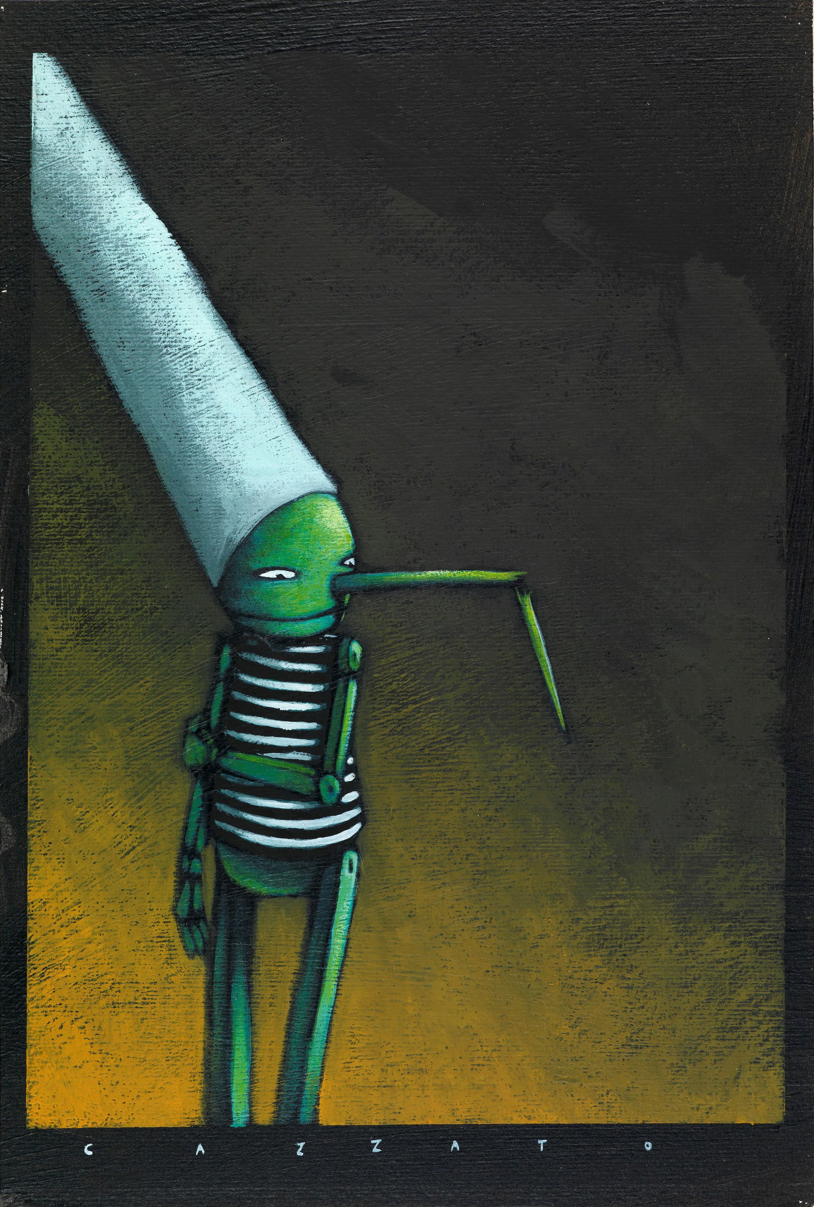 Cazzato Marco - "Pinocchio", anni 2000: Cazzato Marco - "Pinocchio", anni 2000 ITA acrilici su cartone, 19 x 29 cm Firmato.________________________________________________________________ENG acrylics on cardboard. Signed.