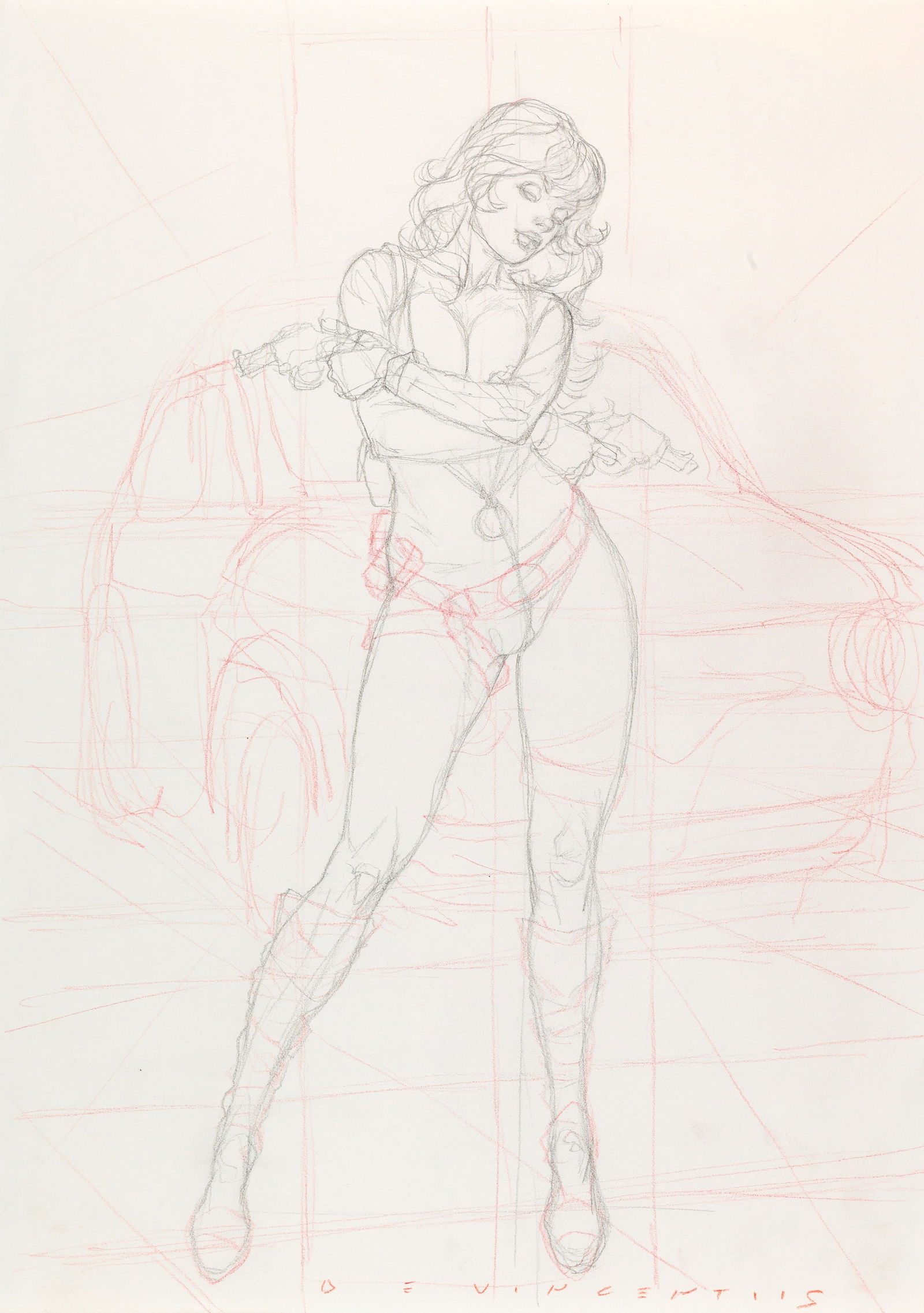 De Vincentiis Adriano - "Sexy Girl", anni 2010: De Vincentiis Adriano - "Sexy Girl", anni 2010 ITA matita e pastello su cartoncino, 30 x 42 cm Firmato.________________________________________________________________ENG pencil and pastel o