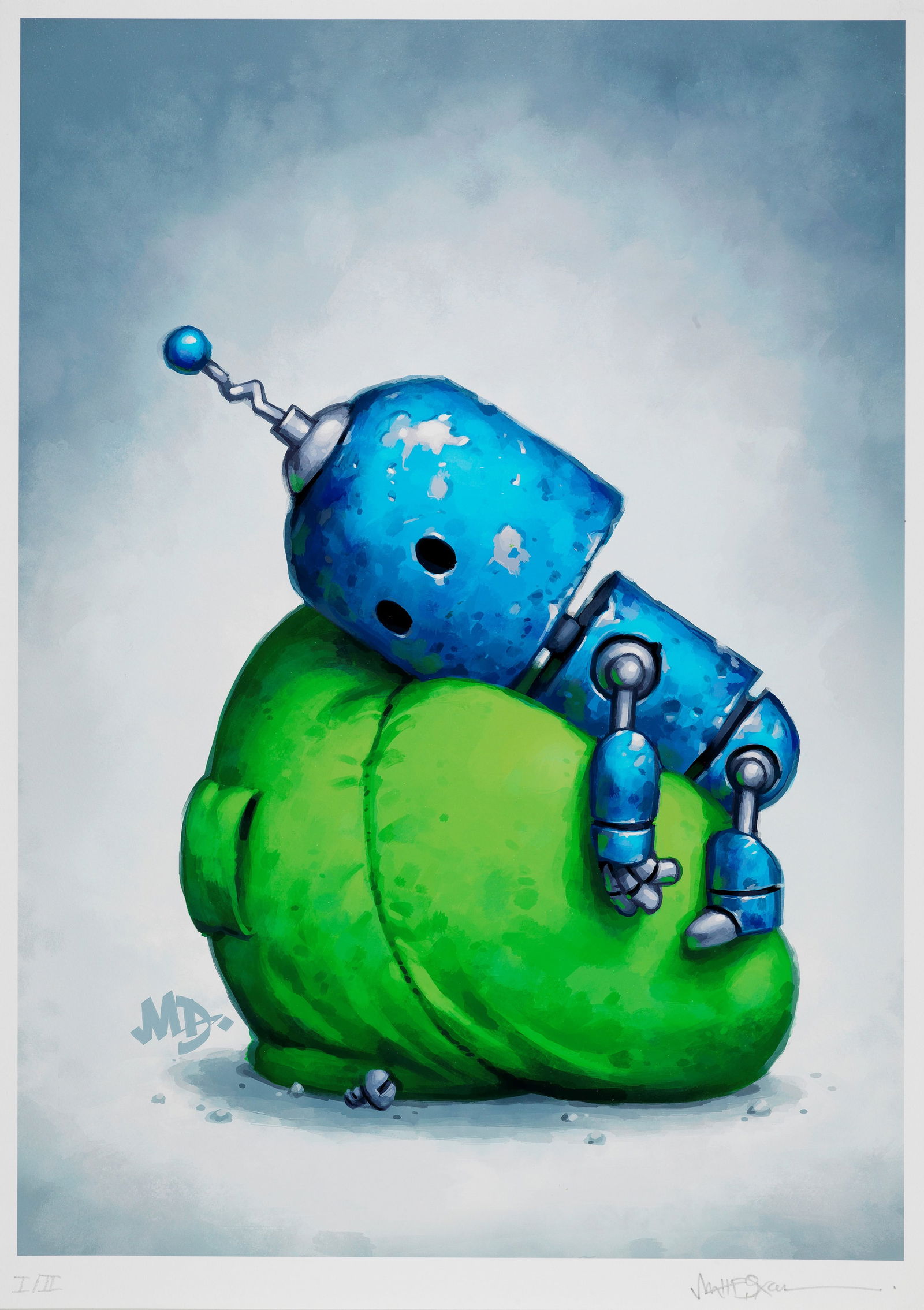 Dixon Matt - "Robot", 2024: Dixon Matt - "Robot", 2024 ITA serigrafia su cartoncino, 42 x 59,5 cm Stampa serigrafica raffigurante uno dei celebri robot di Matt Dixon, realizzata in soli 2 esemplari (il nostro è