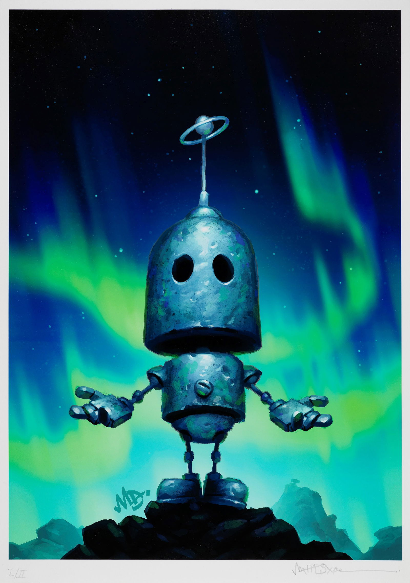 Dixon Matt - "Robot", 2024: Dixon Matt - "Robot", 2024 ITA serigrafia su cartoncino, 42 x 59,5 cm Stampa serigrafica raffigurante uno dei celebri robot di Matt Dixon, realizzata in soli 2 esemplari (il nostro è