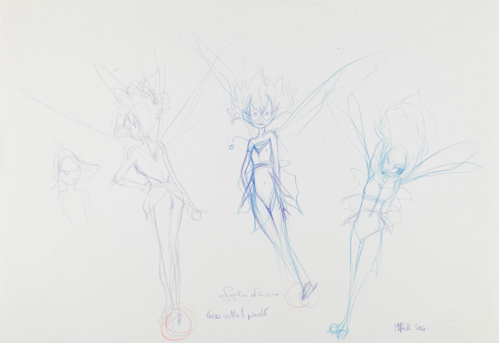 Frezzato Massimiliano - "Peter Pan - Trilli", 2014: Frezzato Massimiliano - "Peter Pan - Trilli", 2014 ITA pastelli su cartoncino, 48 x 33 cm Disegno preliminare realizzato da Frezzato per il personaggio di Trilli, edito nel volume