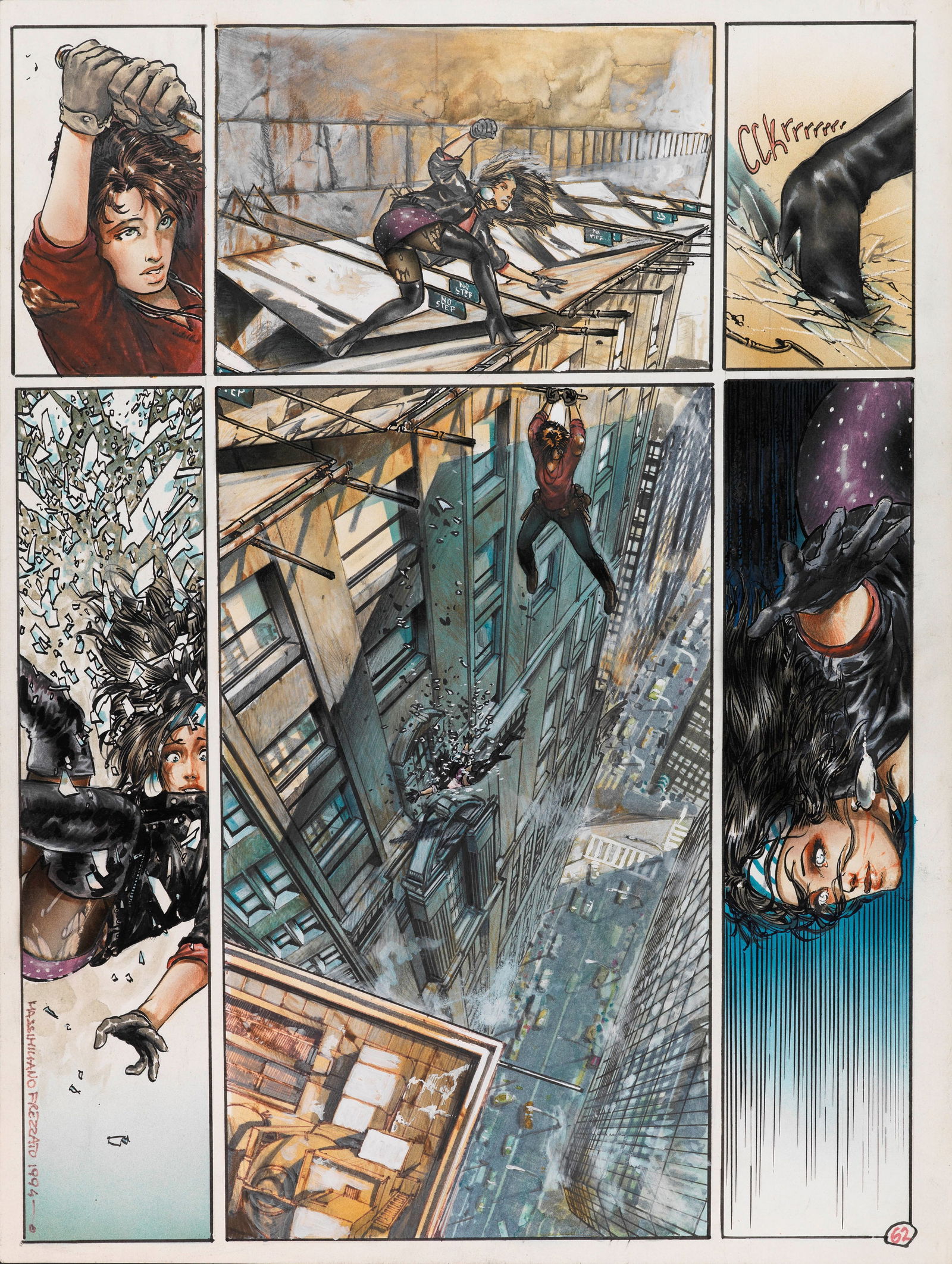 Frezzato Massimiliano - "Margot queen of the night", 1994: Frezzato Massimiliano - "Margot queen of the night", 1994 ITA tecnica mista su cartoncino, 33 x 44 cm Tavola originale realizzata da Frezzato per "Margot: Queen of the Night" pag.