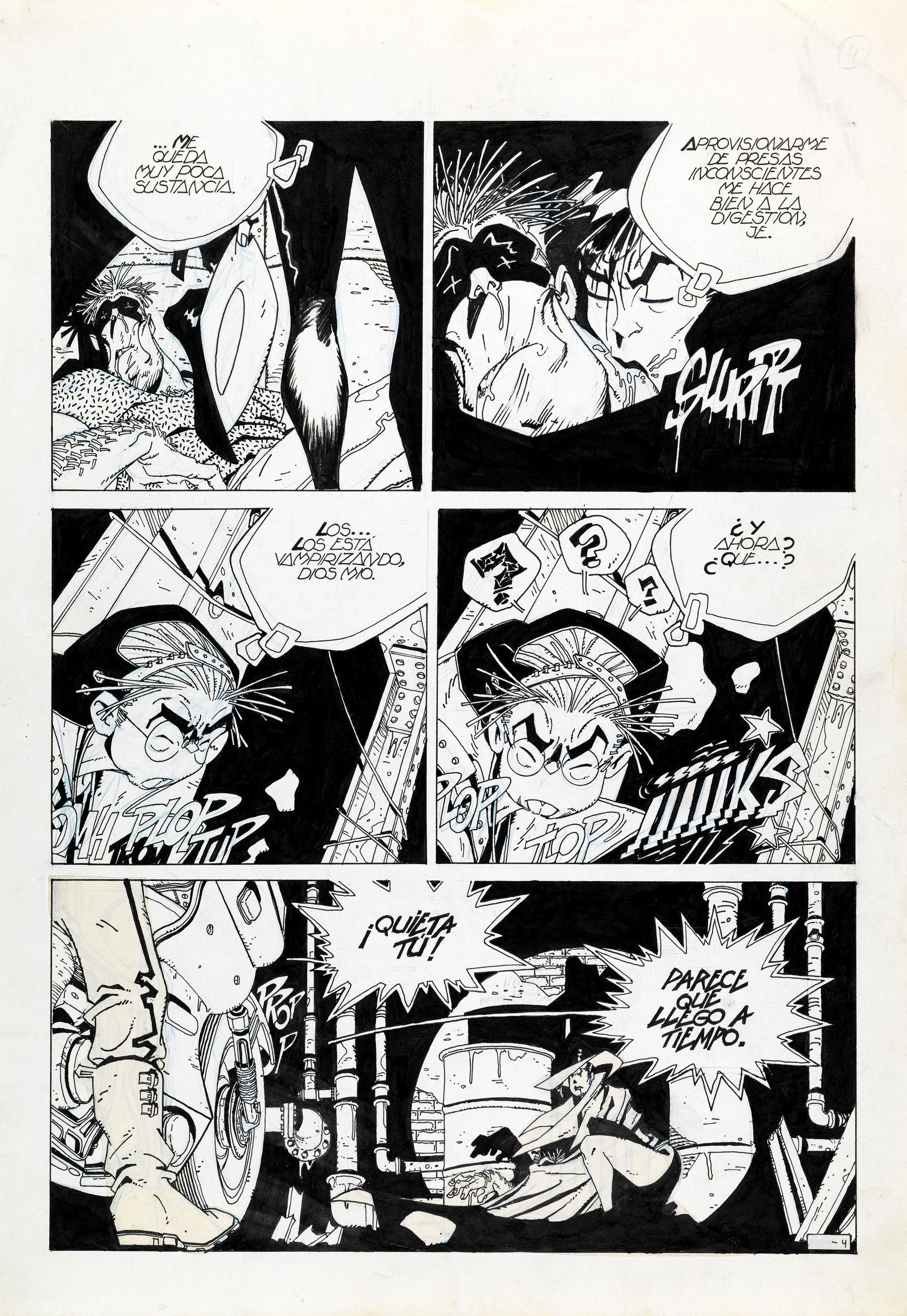 Meglia Carlos - "Cybersix", anni ‘90: Meglia Carlos - "Cybersix", anni ‘90 ITA matita e china su cartoncino, 31 x 44,5 cm Tavola originale realizzata da Meglia durante gli anni ‘90 per la saga fantascientifica "Cy