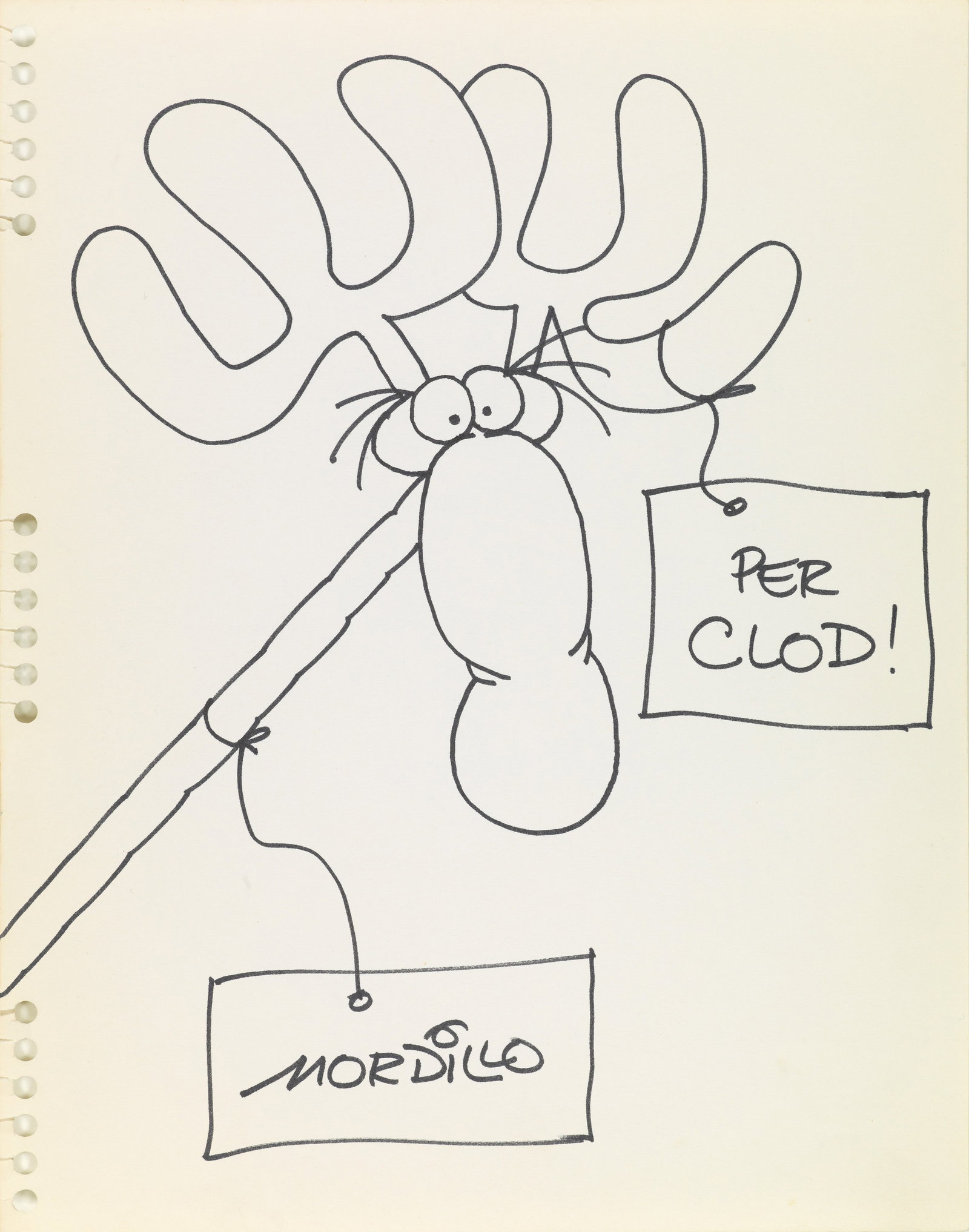 Mordillo Guillermo - "Alce", anni ‘70: Mordillo Guillermo - "Alce", anni ‘70 ITA china su carta, 22 x 28 cm Disegno originale realizzato da Mordillo durante il Festival di Lucca Comics negli anni ‘70. Firmato e dedicato