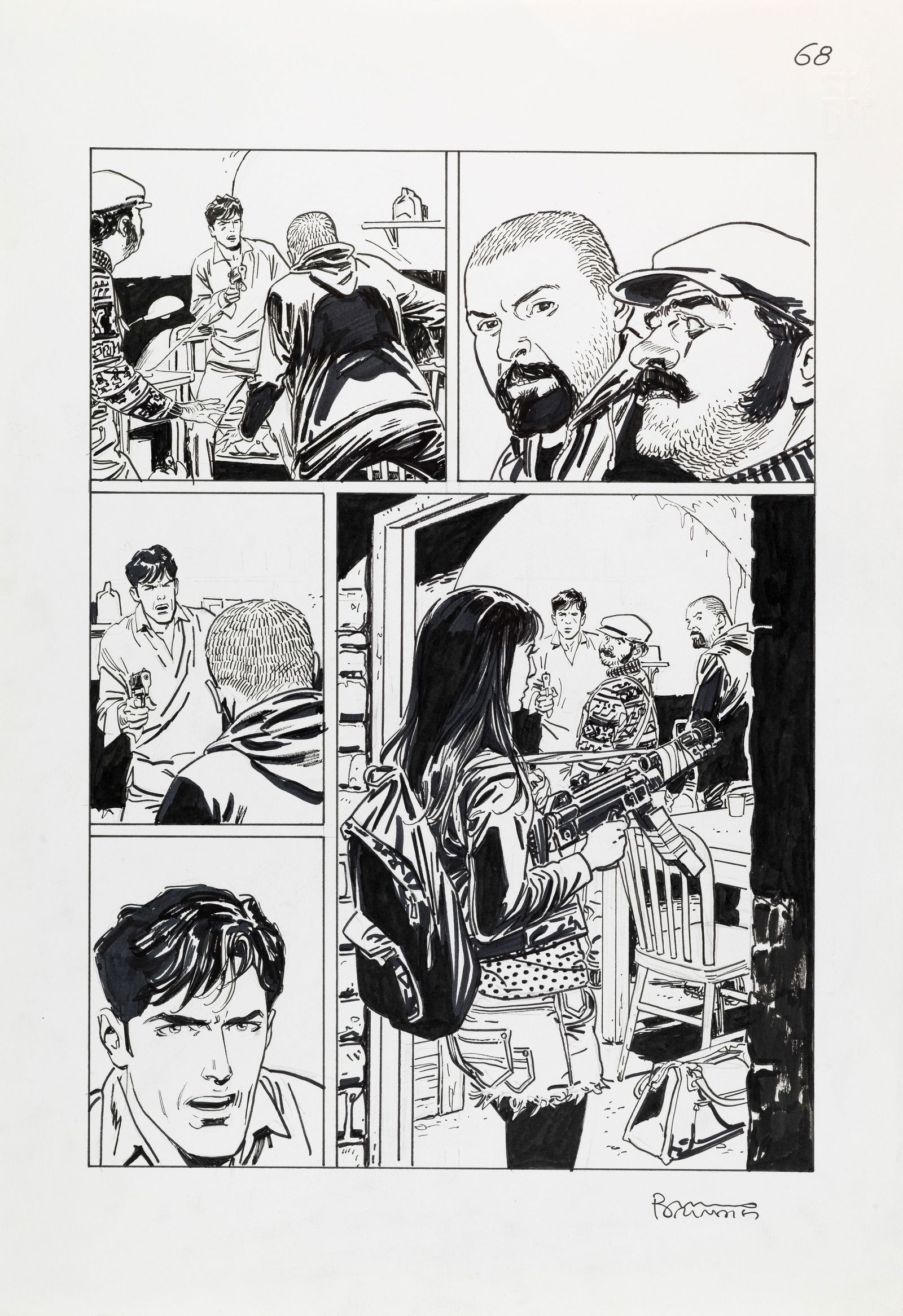 Brindisi Bruno - "Dylan Dog - La Bomba!", 2013: Brindisi Bruno - "Dylan Dog - La Bomba!", 2013 ITA matita e china su cartoncino33,5 x 48,5 cm Tavola originale realizzata da Brindisi per "La Bomba!", edita su Speciale Dylan Dog n. 2