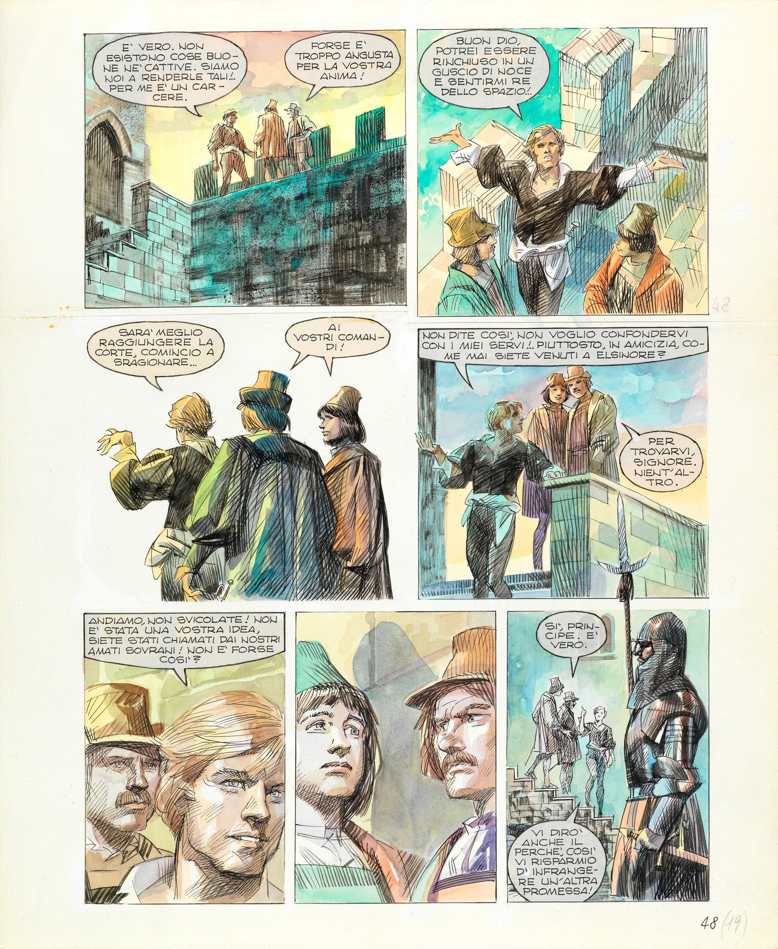 Trevisan Giorgio - "Ken Parker - Un principe per Norma", 1984: Trevisan Giorgio - "Ken Parker - Un principe per Norma", 1984 ITA matita, china e acquerello su cartoncino35 x 42,5 cm Tavola originale realizzata da Trevisan per "Un principe per