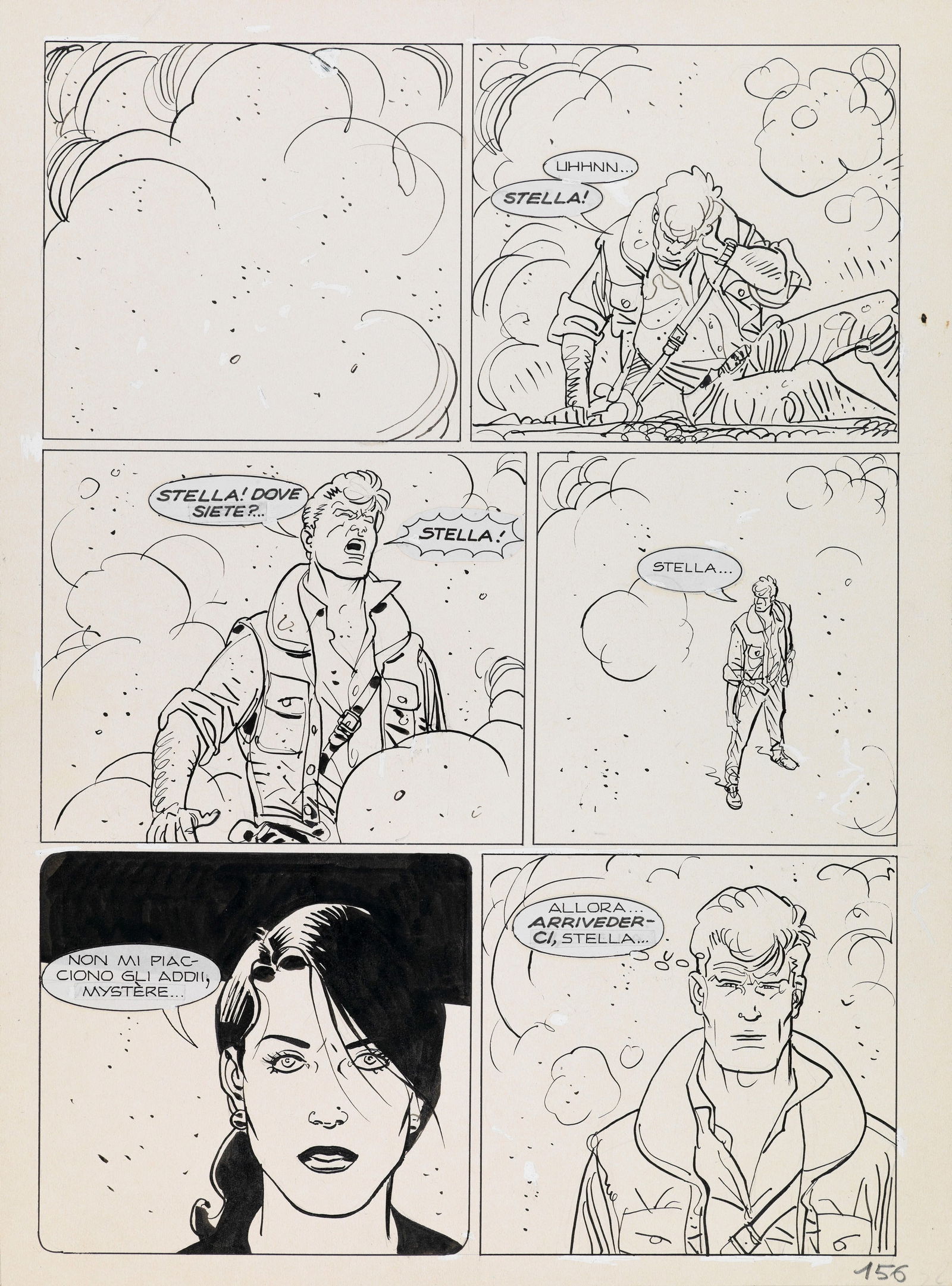 Alessandrini Giancarlo - "Martin Mystère", anni ‘80: Alessandrini Giancarlo - "Martin Mystère", anni ‘80 ITA matita e china su cartoncino30 x 40,5 cm Tavola originale realizzata da Alessandrini per la pag. 156 di un‘avventura