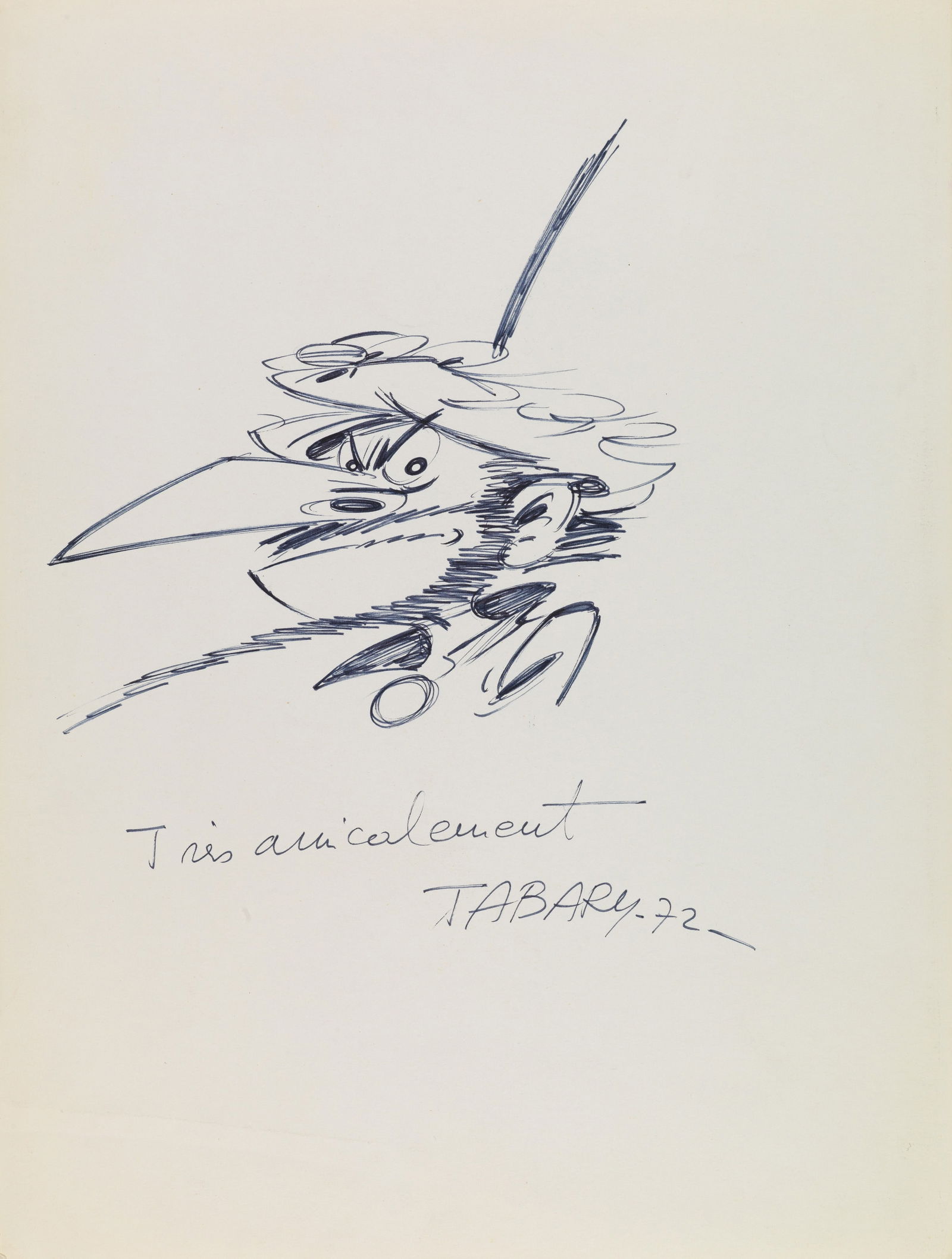 Tabary Jean - "Iznogoud", 1972: Tabary Jean - "Iznogoud", 1972 ITA china su cartoncino25 x 29 cm Disegno originale realizzato da Tabary raffigurante Iznogoud, personaggio creato da René Goscinny nel 1962. Firmato e