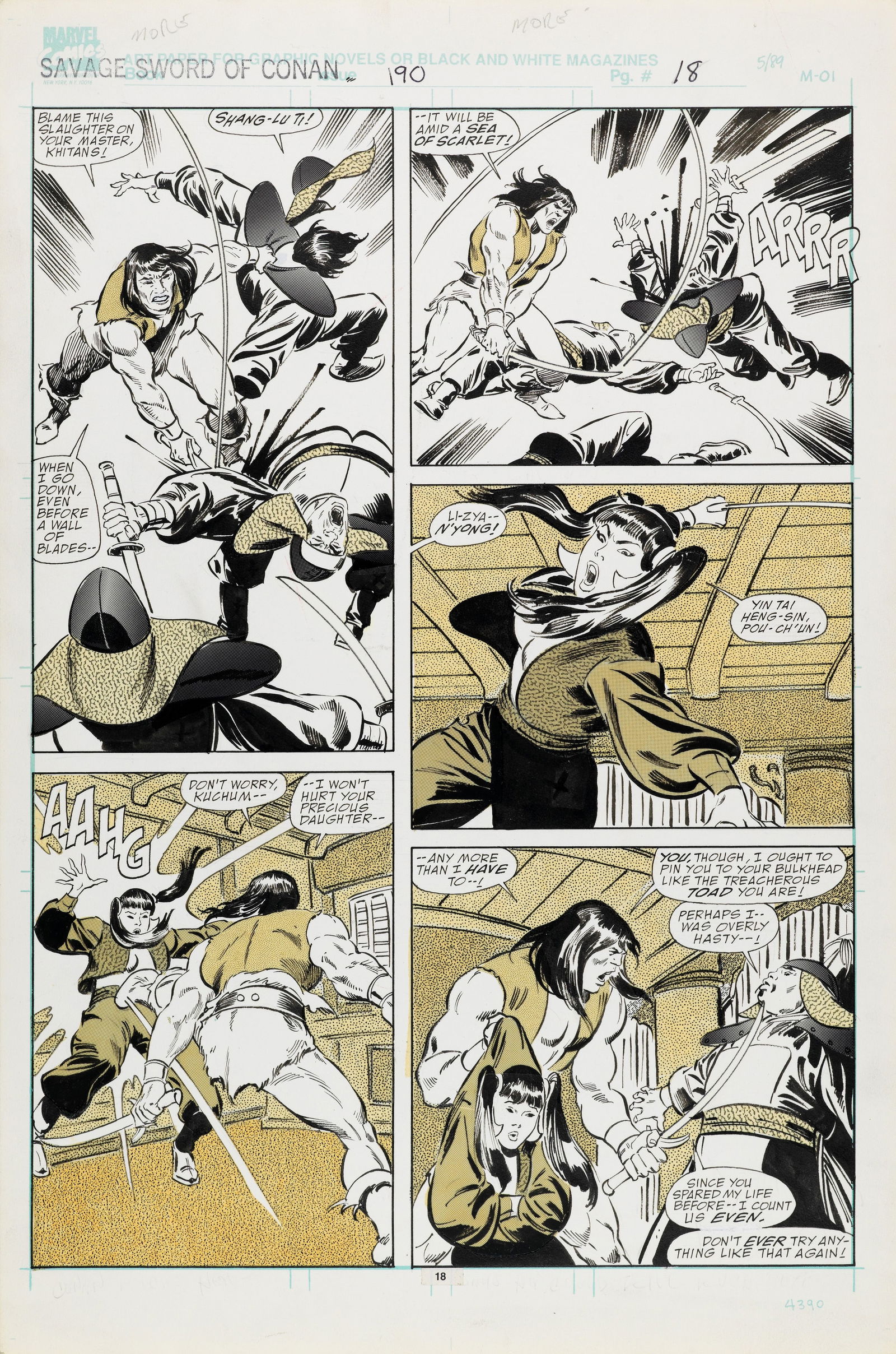 Buscema John - "Savage Sword of Conan - Skull on the Seas", 1991: Buscema John - "Savage Sword of Conan - Skull on the Seas", 1991 ITA matita, china e retino su cartoncino Marvel29,5 x 44,5 cm Tavola originale realizzata da Buscema per "Skull on the