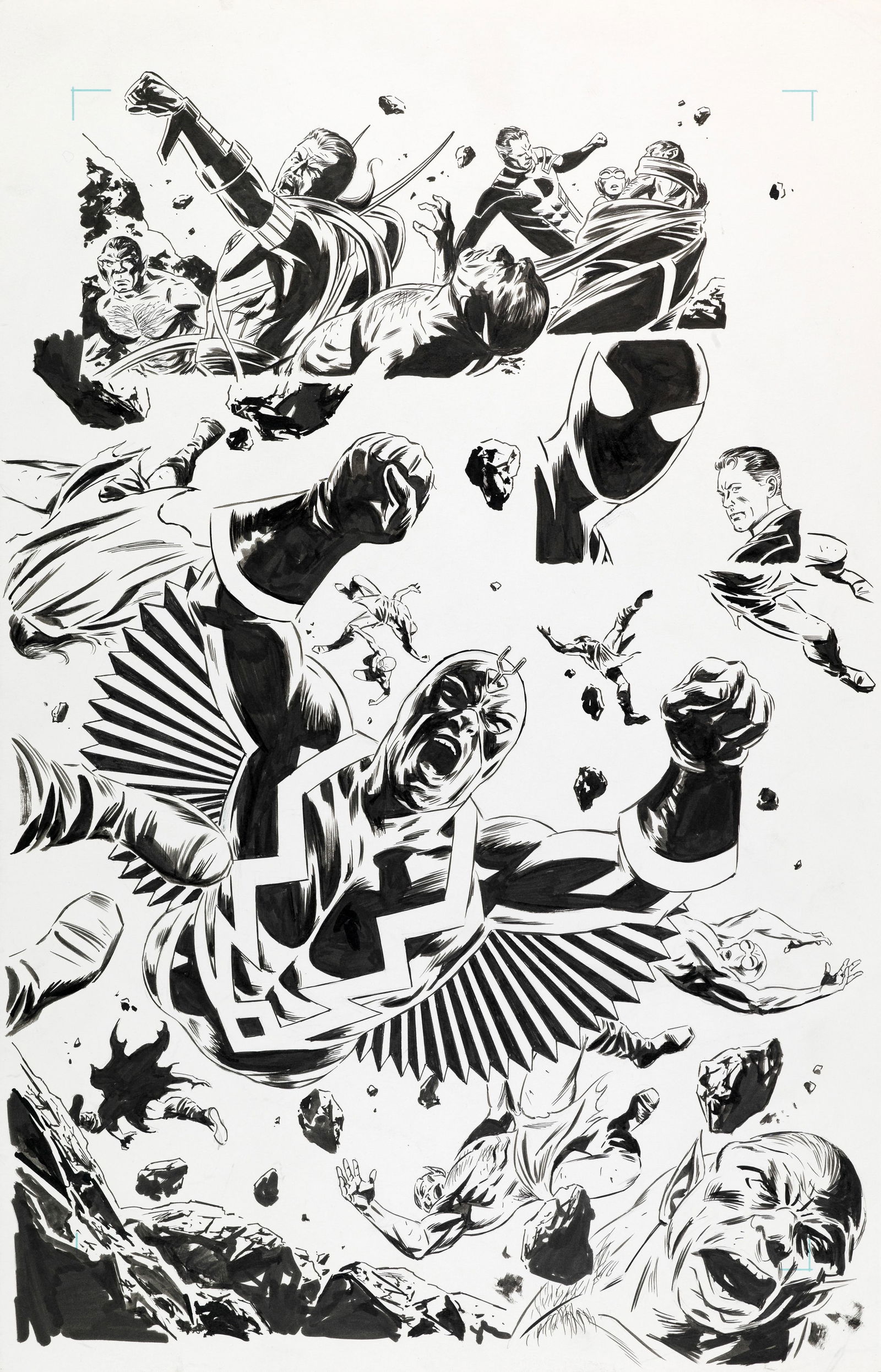 Epting Steve - "Fantastic Four", 2012: Epting Steve - "Fantastic Four", 2012 ITA matita e china su cartoncino28 x 44 cm Tavola originale realizzata da Epting per "Fantastic Four".___________________________________________