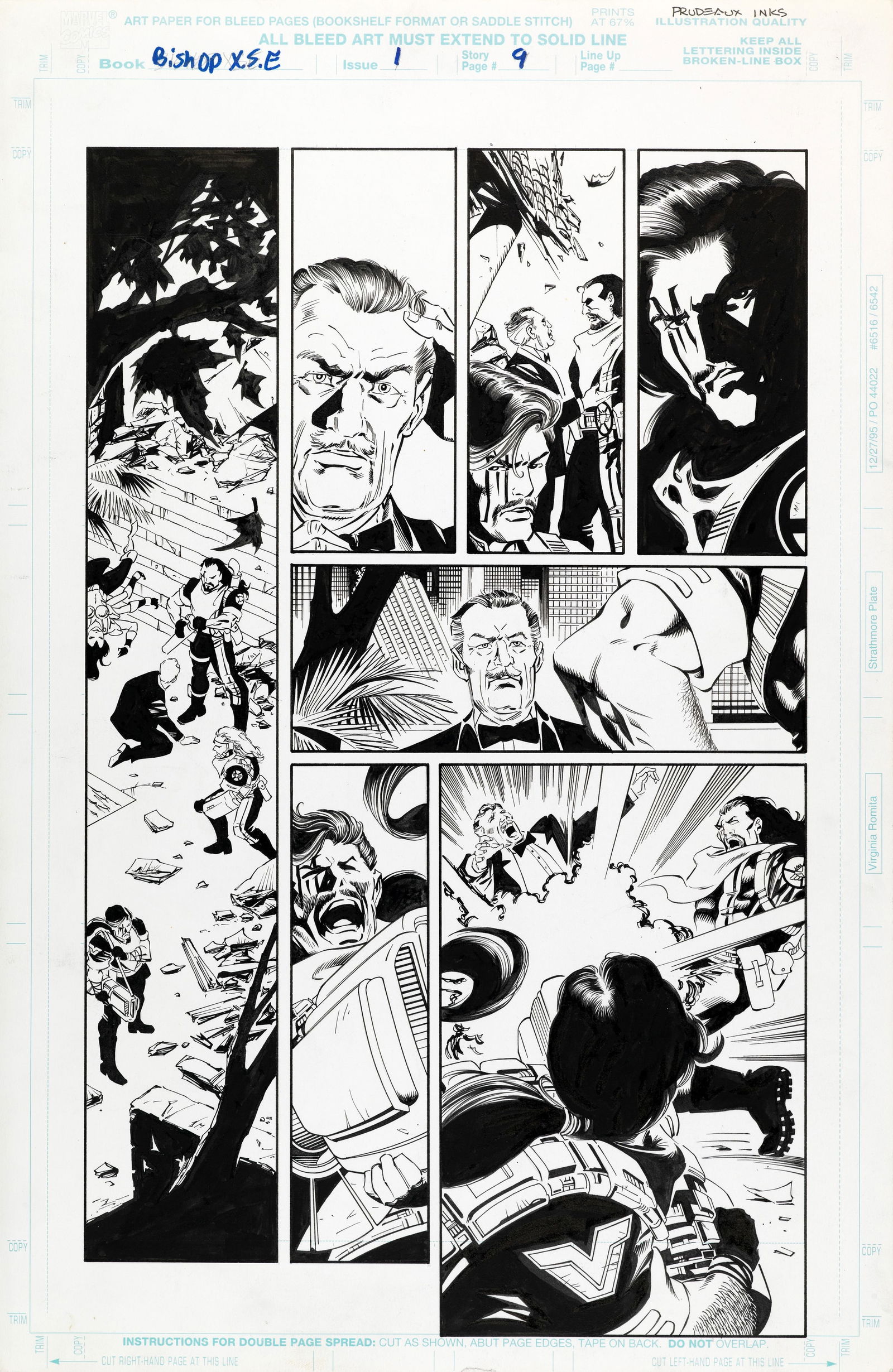 Epting Steve - "Bishop: XSE - Rook Takes Pawn", 1998: Epting Steve - "Bishop: XSE - Rook Takes Pawn", 1998 ITA matita e china su cartoncino Marvel28 x 44 cm Tavola originale realizzata da Epting per " Rook Takes Pawn", edita su Bishop: X