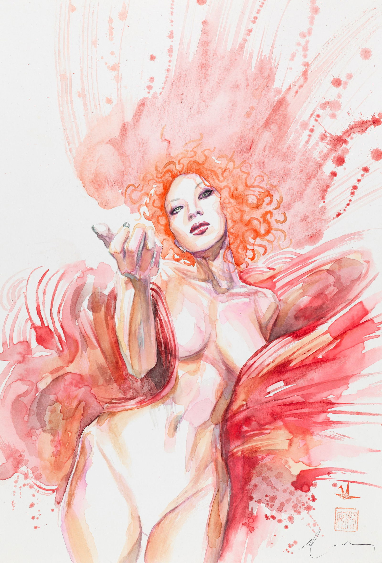 Mack David - "Vampire: The Masquerade - Winter‘s Teeth", 2020: Mack David - "Vampire: The Masquerade - Winter‘s Teeth", 2020 ITA matita e acquerello su cartoncino30,5 x 45,5 cm Originale di copertina realizzato da Mack per Vampire: The Masquerade n