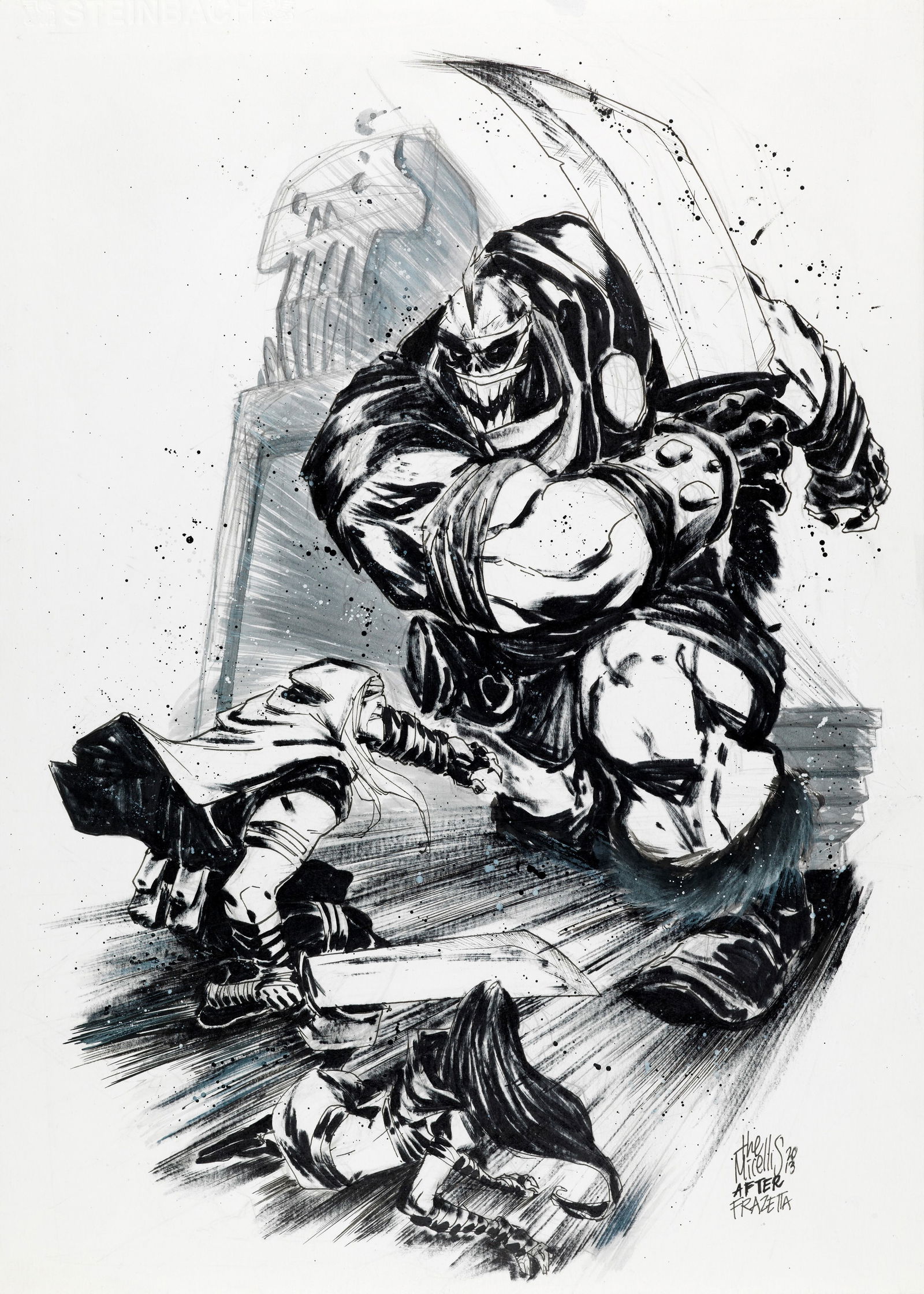 Micelli Alessandro - "Death Dealer after Frazetta", 2013: Micelli Alessandro - "Death Dealer after Frazetta", 2013 ITA matita, china e acquerello su cartoncino30 x 42 cm Firmato e