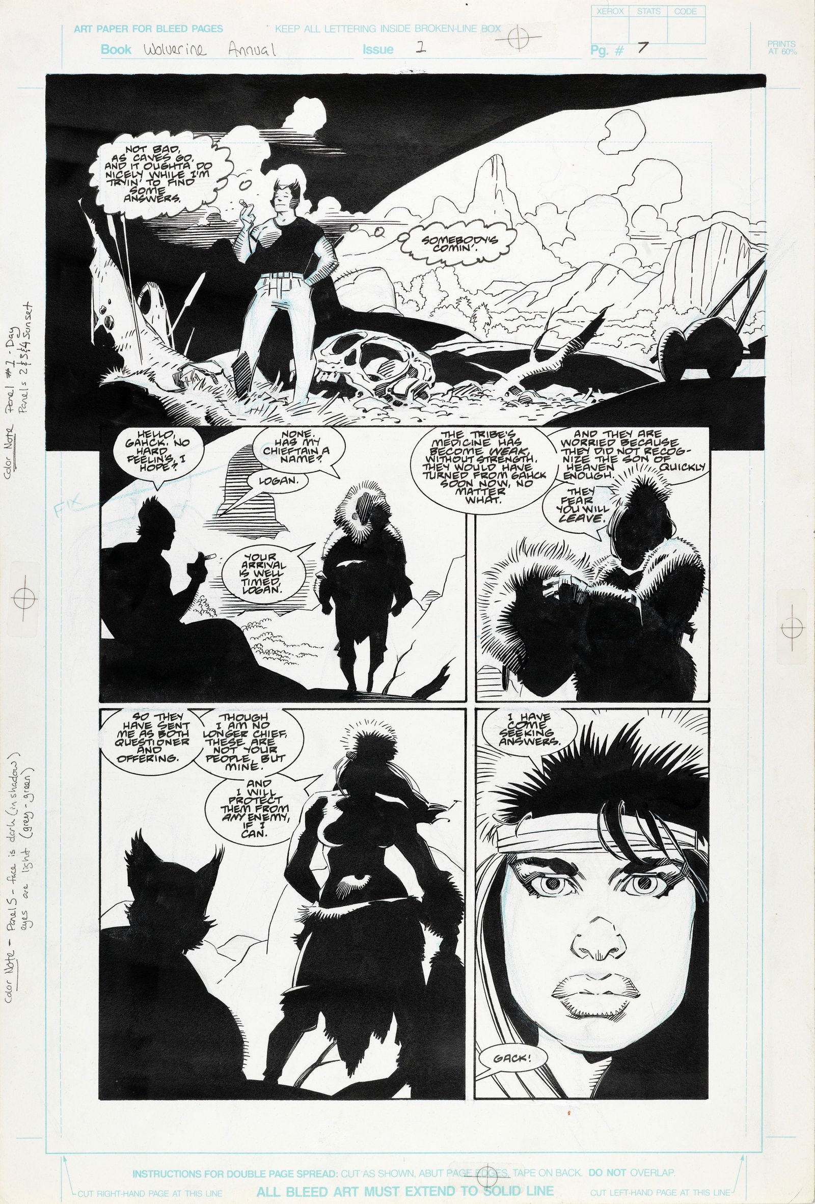 Mignola Mike - "Wolverine: The Jungle Adventure", 1990: Mignola Mike - "Wolverine: The Jungle Adventure", 1990 ITA matita e china su cartoncino Marvel34 x 51 cm Tavola originale realizzata da Mignola per il volume Wolverine: The Jungle Adventure,