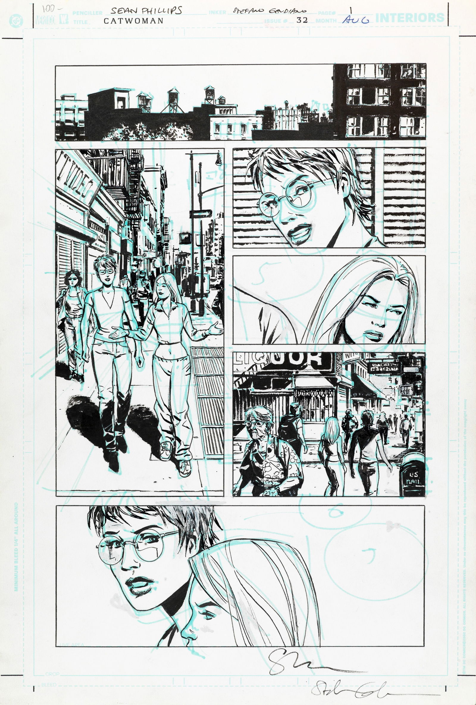 Phillips Sean - "Catwoman - Only Takes a Night", 2004: Phillips Sean - "Catwoman - Only Takes a Night", 2004 ITA pennarello e china su cartoncino DC29,5 x 43 cm Tavola originale realizzata da Phillips per "Only Takes a Night", edita su