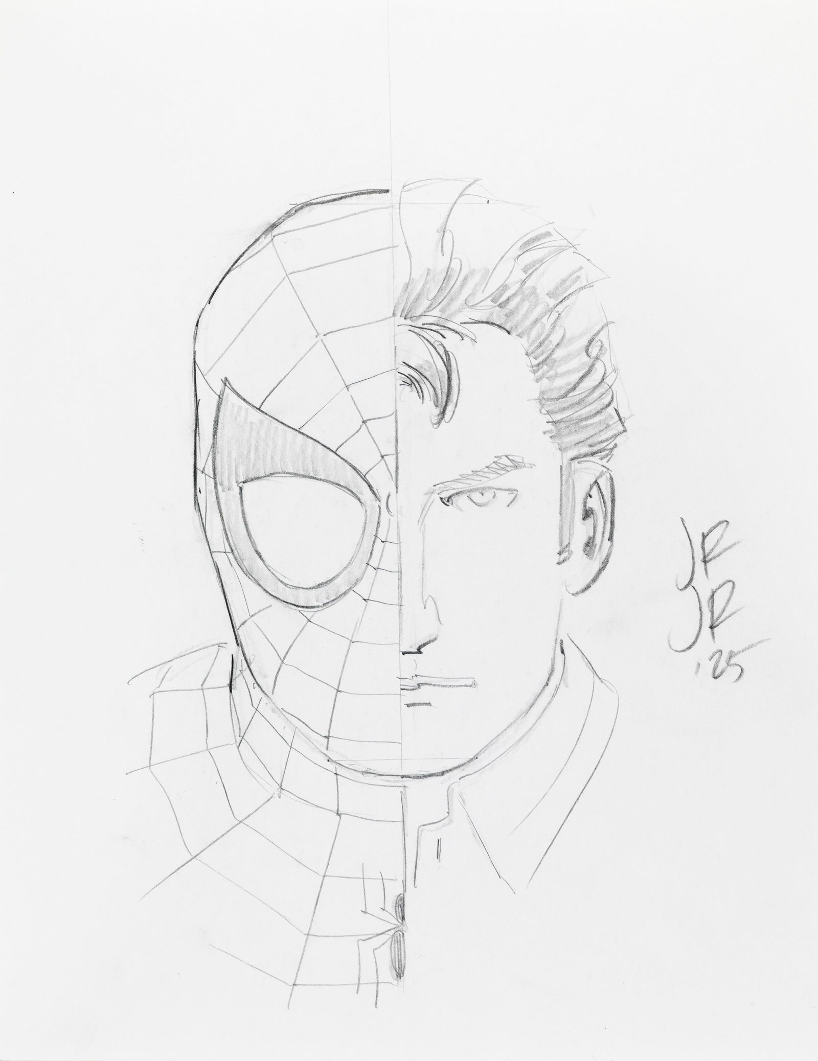 Romita Jr. John - "Spider-Man", 2025: Romita Jr. John - "Spider-Man", 2025 ITA matita su cartoncino21,5 x 28 cm Firmato e datato.________________________________________________________________ENG pencil on thin cardboard.
