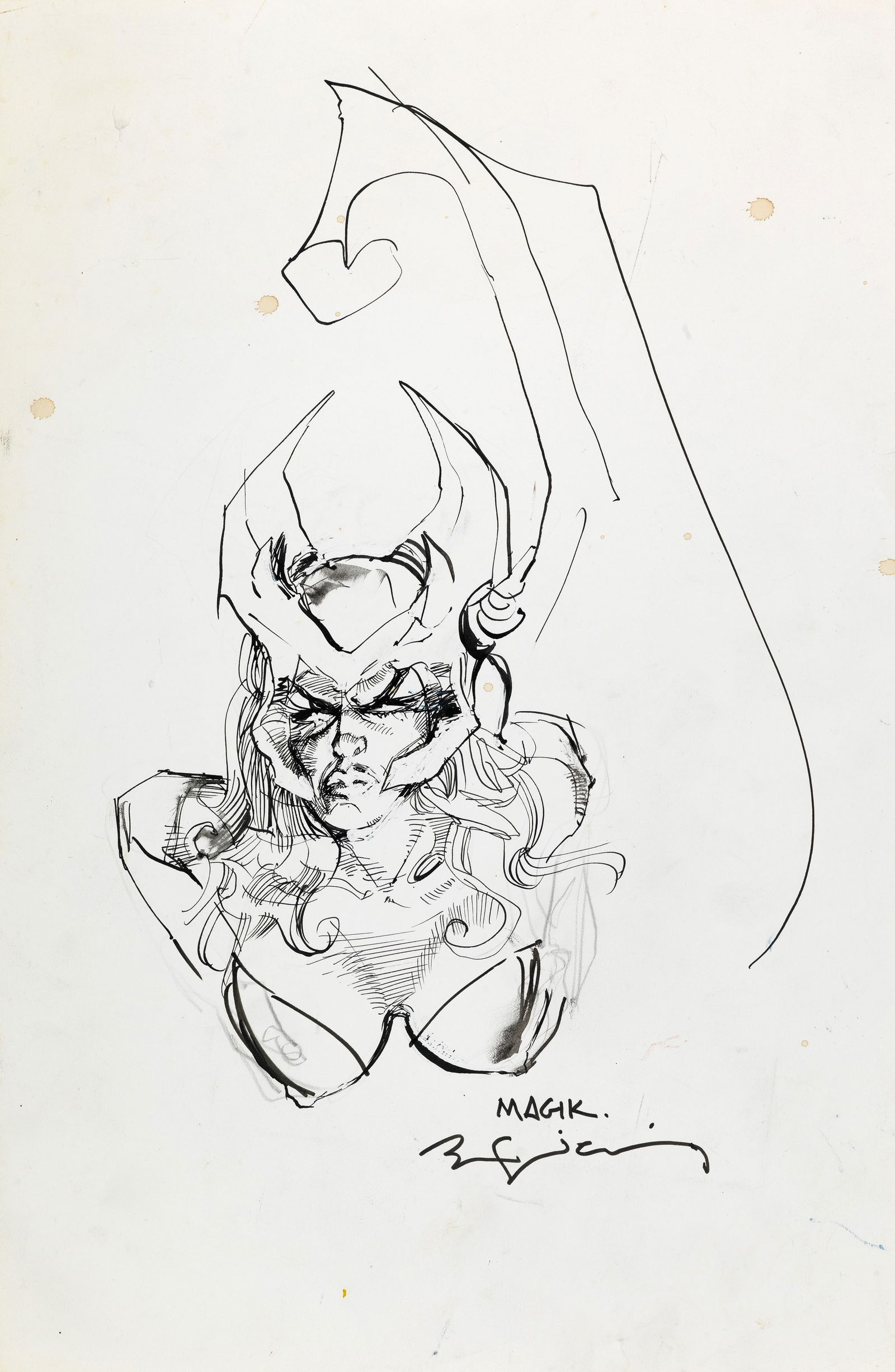 Sienkiewicz Bill - "Illyana Rasputin: Magik ", anni ‘90: Sienkiewicz Bill - "Illyana Rasputin: Magik ", anni ‘90 ITA matita e china su cartoncino28 x 43 cm Firmato.________________________________________________________________ENG pencil an