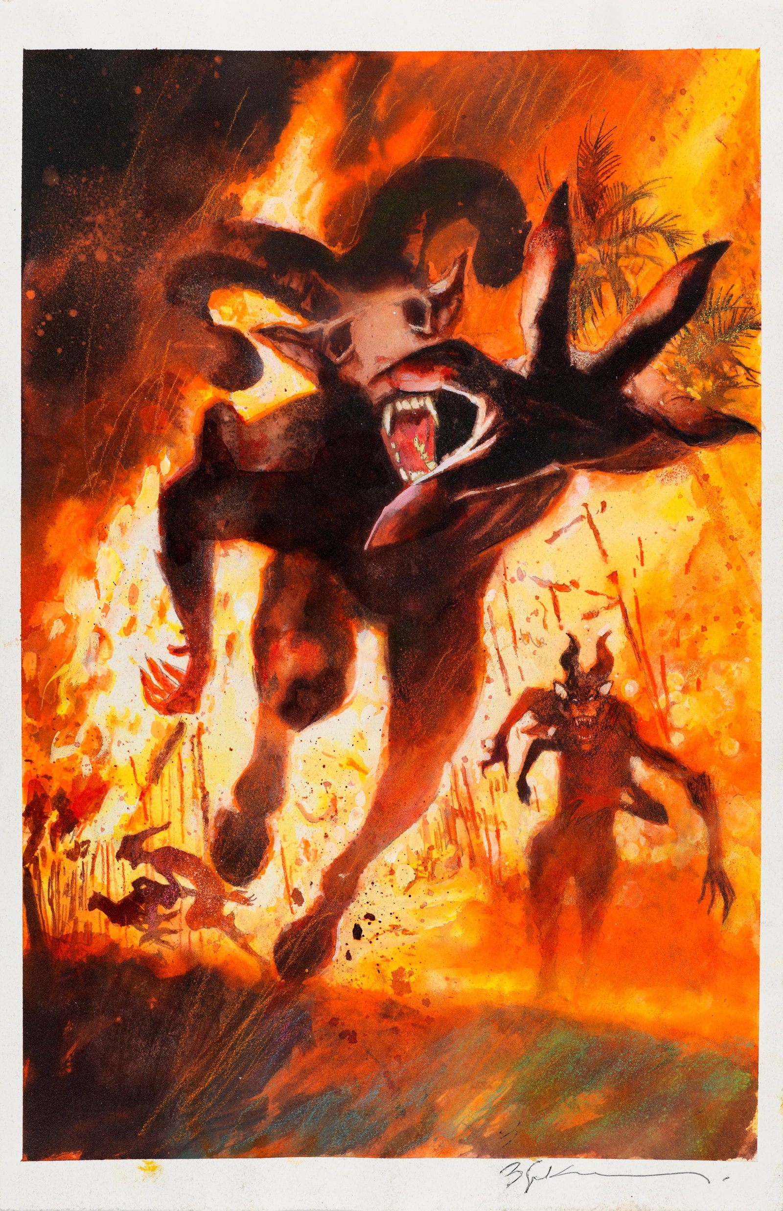 Sienkiewicz Bill - "The Island Of Doctor Moreau", 2019: Sienkiewicz Bill - "The Island Of Doctor Moreau", 2019 ITA tempera su cartoncino28 x 43 cm Illustrazione originale realizzata da Sienkiewicz per il romanzo "The Island Of Doctor Moreau