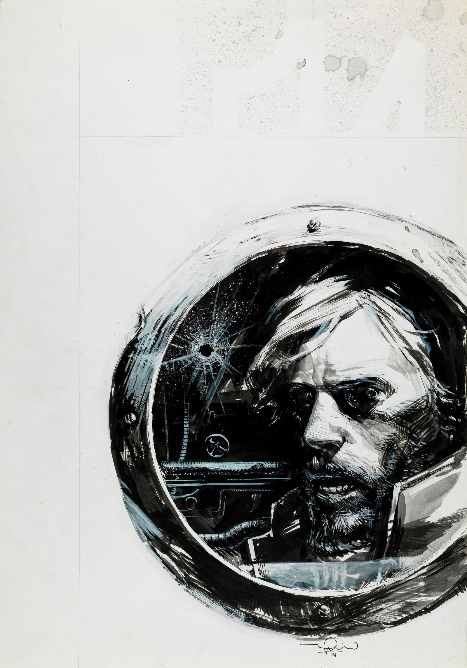 Zaffino Gerardo - "Winterworld: Frozen Fleet", 2014: Zaffino Gerardo - "Winterworld: Frozen Fleet", 2014 ITA china, acquerello e biacca su cartoncino35 x 50 cm Originale di copertina realizzato da Zaffino per "Winterworld: Frozen Fleet"