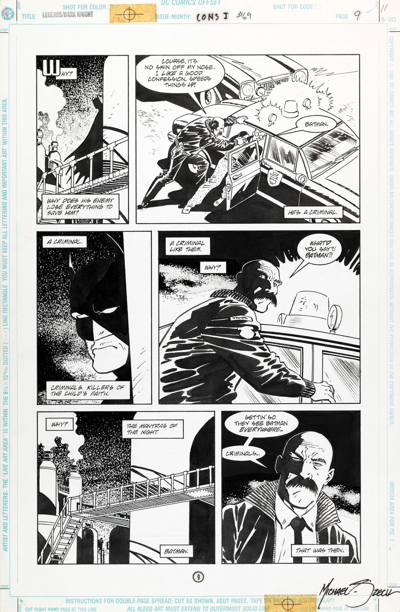 Zeck Mike - "Batman: Legends of the Dark Knight - Criminals", 1995: Zeck Mike - "Batman: Legends of the Dark Knight - Criminals", 1995 ITA matita, china e retino su cartoncino DC28 x 43 cm Tavola originale realizzata da Zeck per "Criminals", edita su