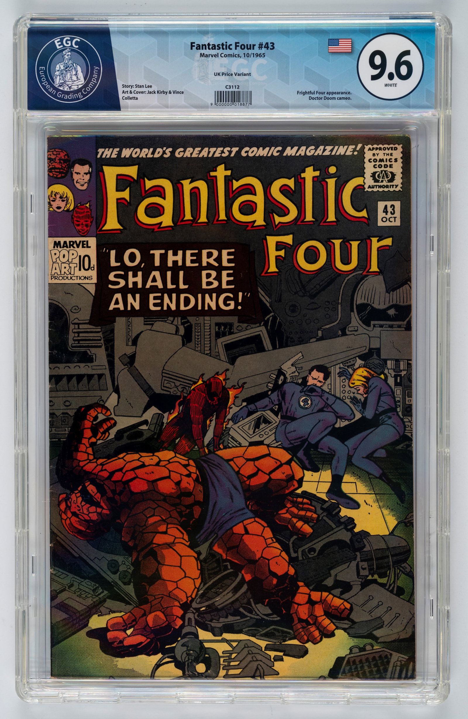 Marvel Comics - Fantastic Four #43 (UK Price Variant) - 9.6 EGC, September 1965 (1 of 2)