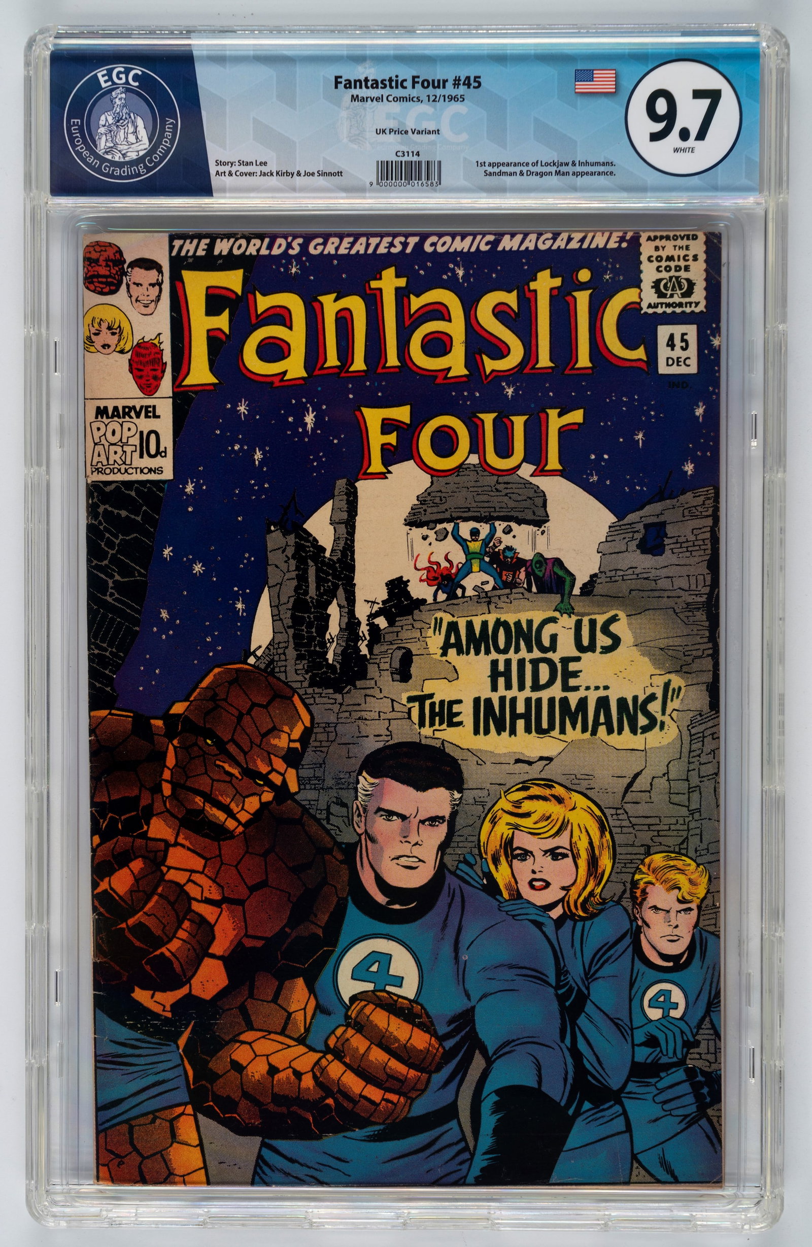 Marvel Comics - Fantastic Four #45 (UK Price Variant) - 9.7 EGC, November 1965 (1 of 2)