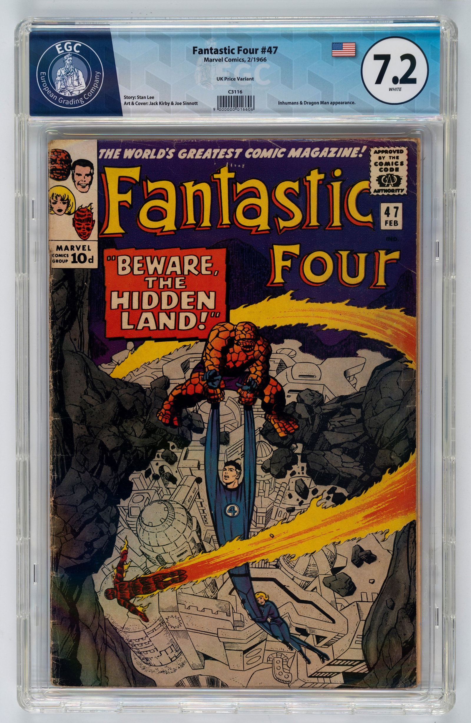 Marvel Comics - Fantastic Four #47 (UK Price Variant) - 7.2 EGC, January 1966 (1 of 2)