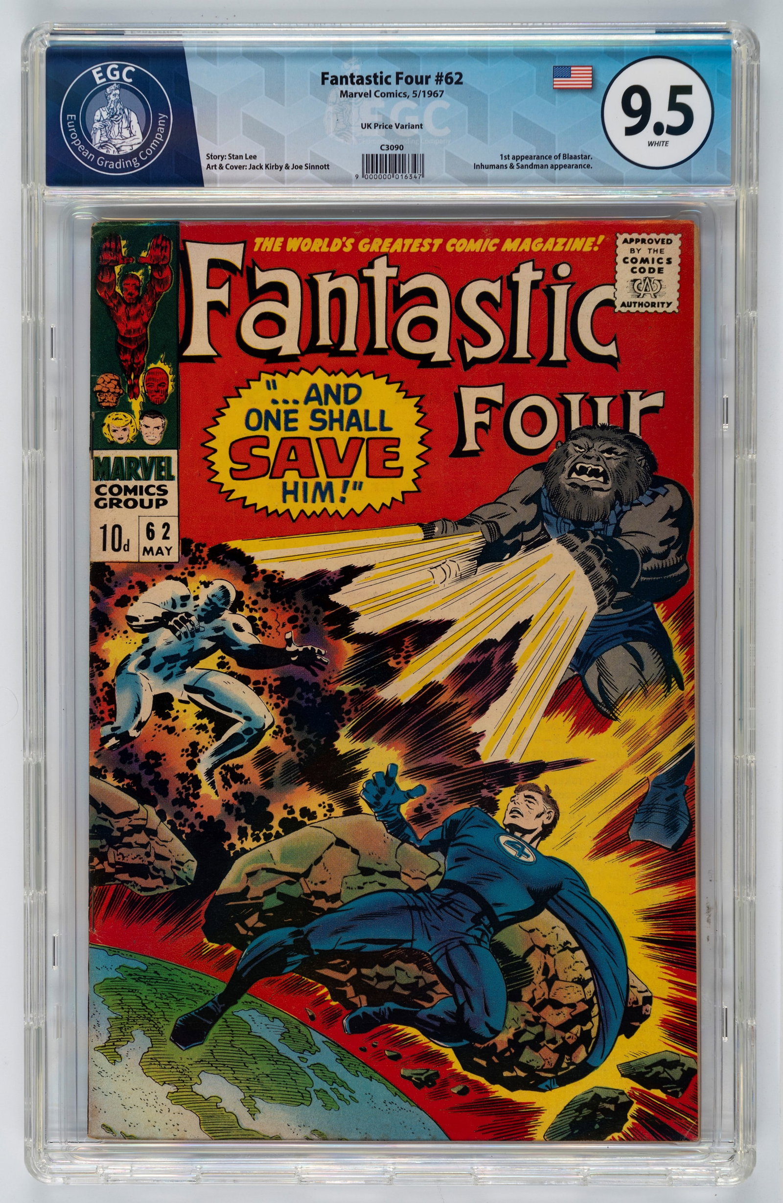 Marvel Comics - Fantastic Four #62 (UK Price Variant) - 9.5 EGC, May 1967 (1 of 2)