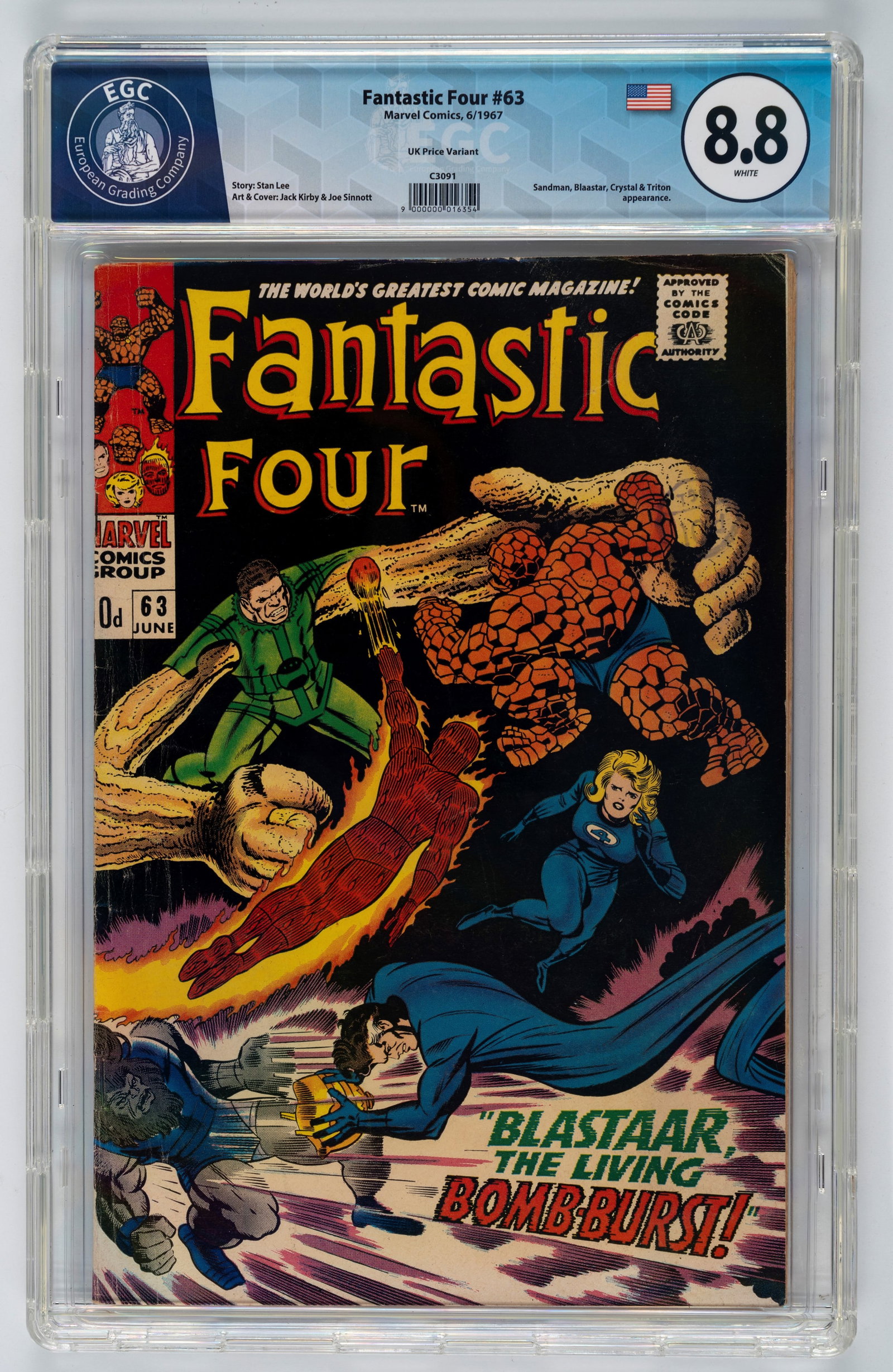 Marvel Comics - Fantastic Four #63 (UK Price Variant) - 8.8 EGC, June 1967 (1 of 2)
