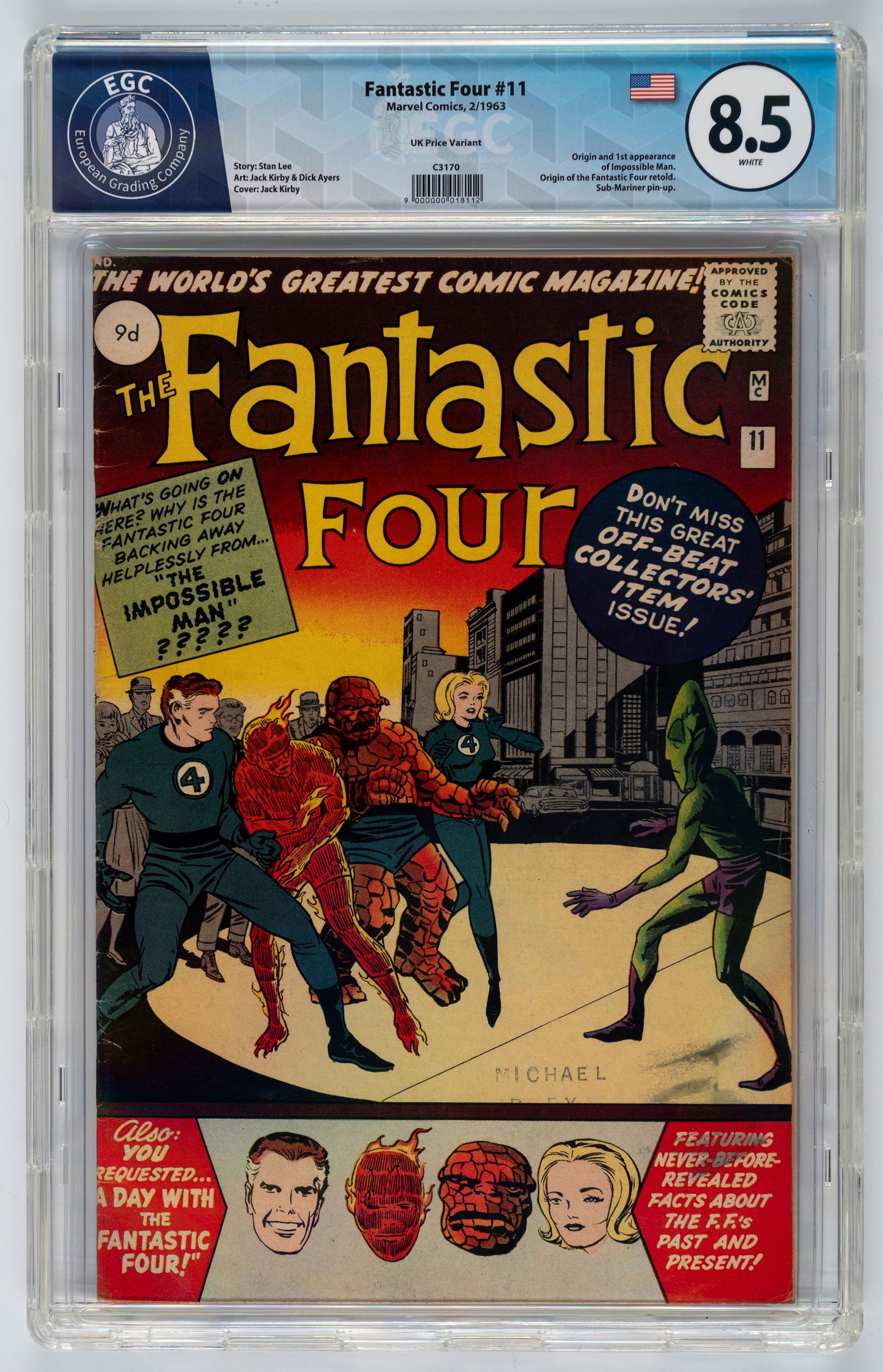 Marvel Comics - Fantastic Four #11 (UK Price Variant) - 8.5 EGC, January 1963 (1 of 2)