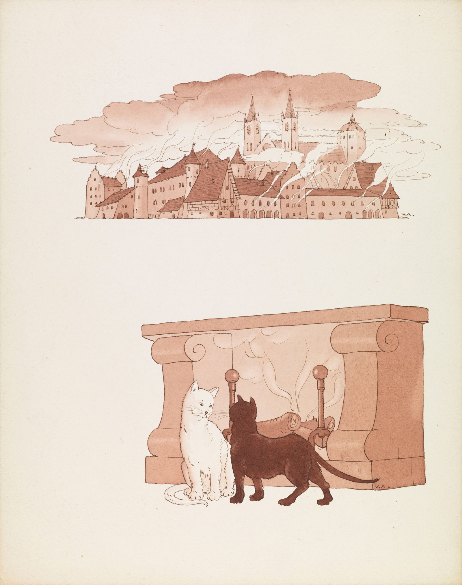 Accornero Vittorio - "La strada delle meraviglie", 1943: Accornero Vittorio - "La strada delle meraviglie", 1943 ITA tempera su cartone, 24 x 30 cm Illustrazione originale realizzata da Accornero per "La strada delle meraviglie" di Antonio