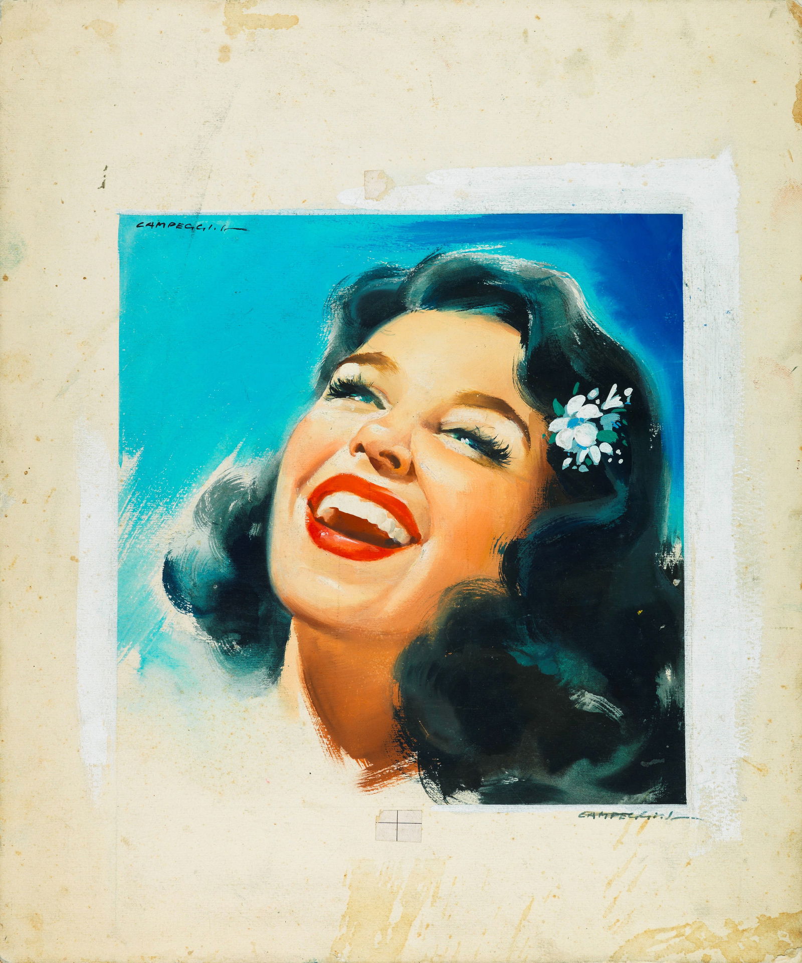 Campeggi Silvano - "Jean S. Macleod", anni 60: Campeggi Silvano - "Jean S. Macleod", anni 60 ITA tempera su cartone, 34 x 41 cm Originale di copertina realizzato da Campeggi per un romanzo di Jean S. Macleod. Firmato._____________________